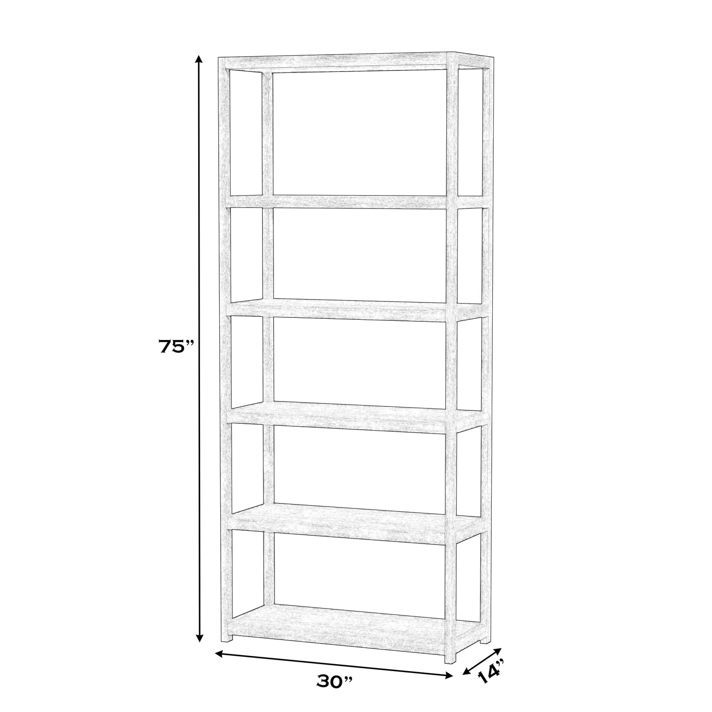 Lark 5 Tier 30Wx75H Etagere Bookcase in Light Brown 5702312