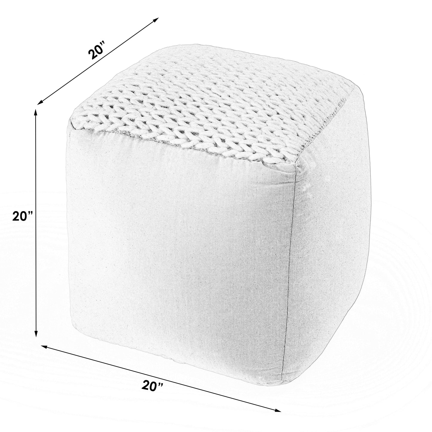 Butler Specialty Company Fernandos 20 in. W Square Woven Pouffe, Cream, Ivory