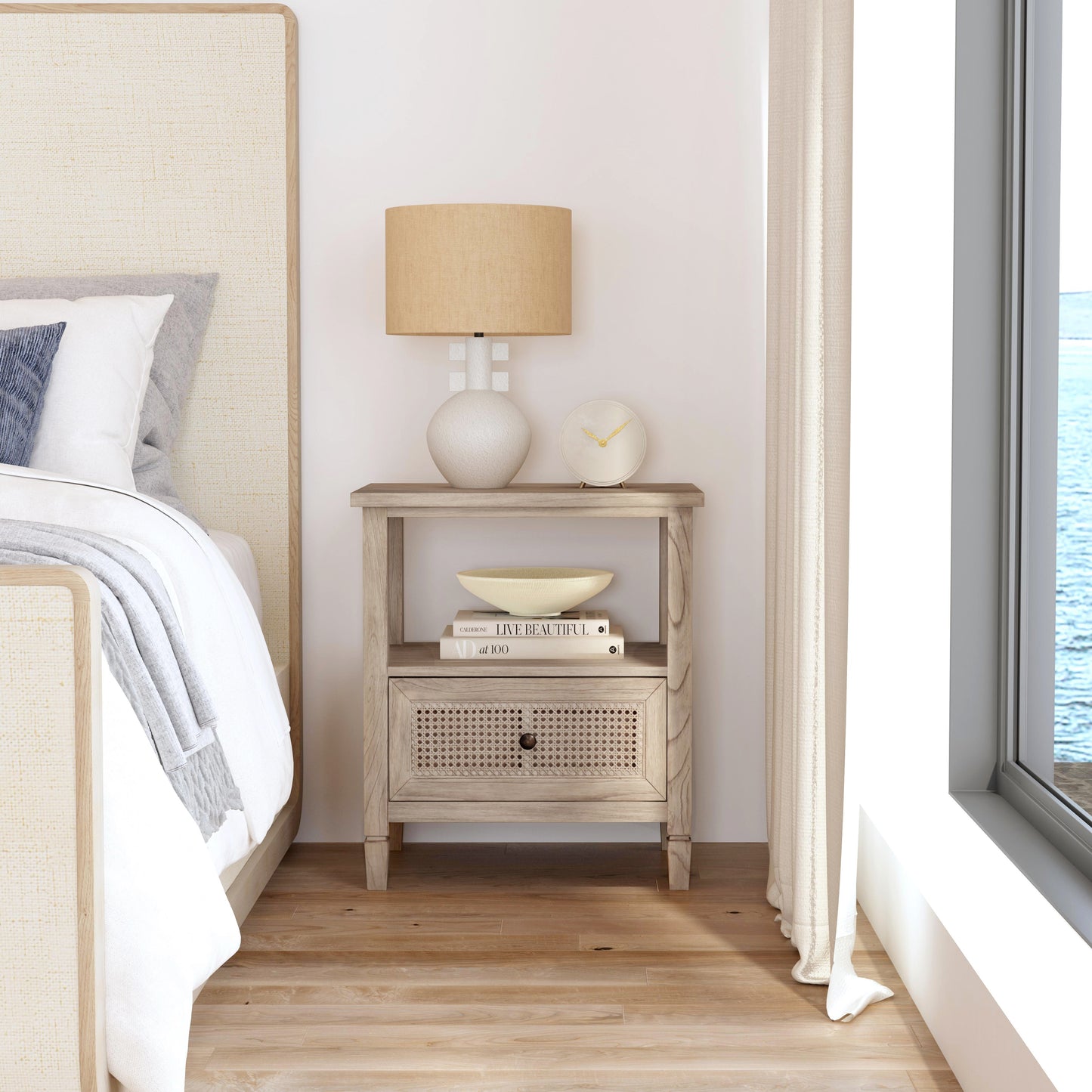 Flagstaff 1-Drawer Cane Nightstand in Natural 5727449