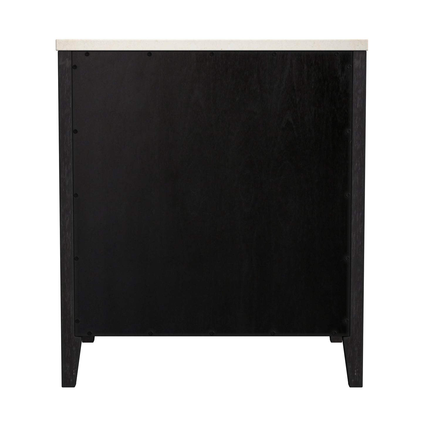 Mayfair 2 Drawer Wood and Marble Nightstand in Black 5752432