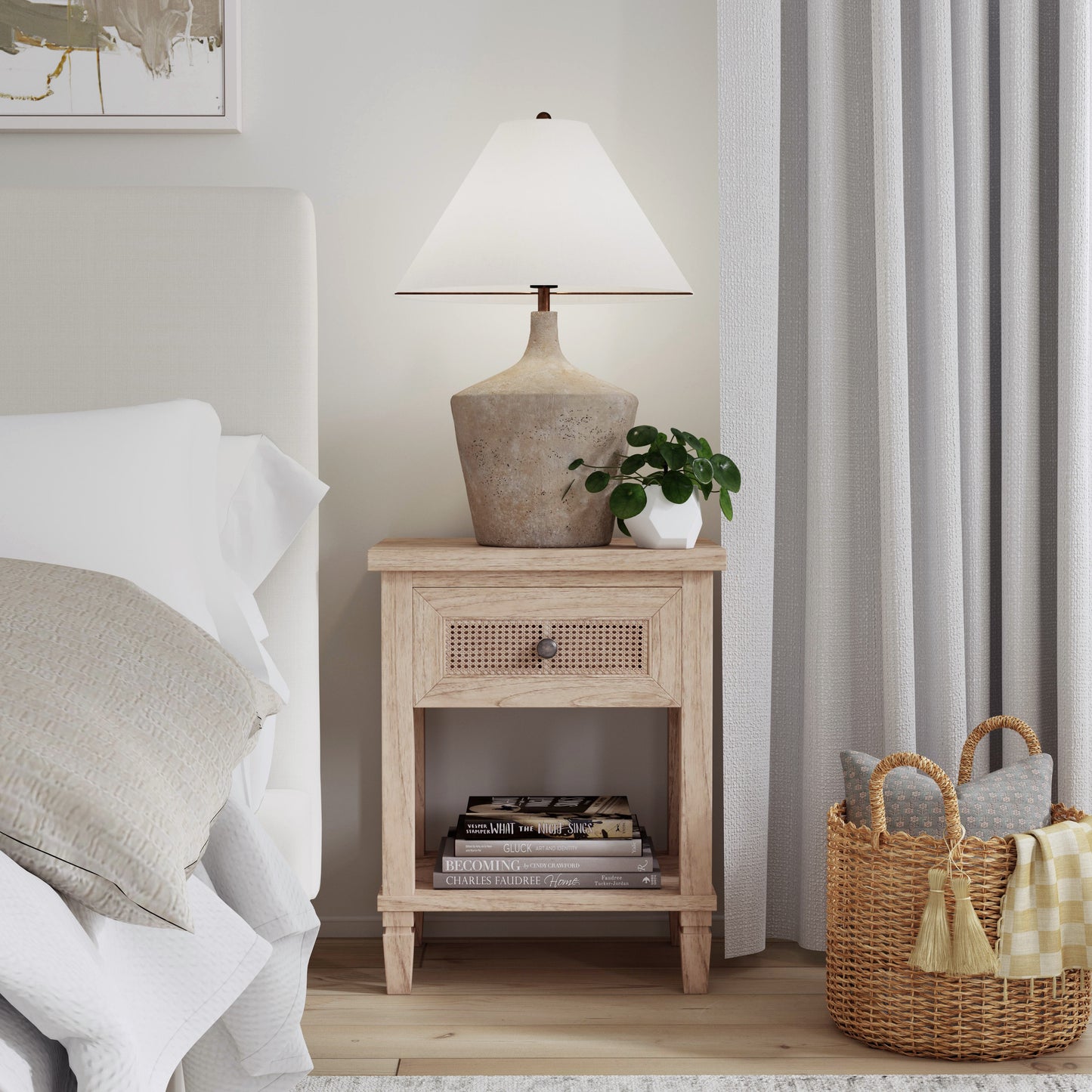 Flagstaff 1-Drawer Cane Nightstand in Natural 5758449