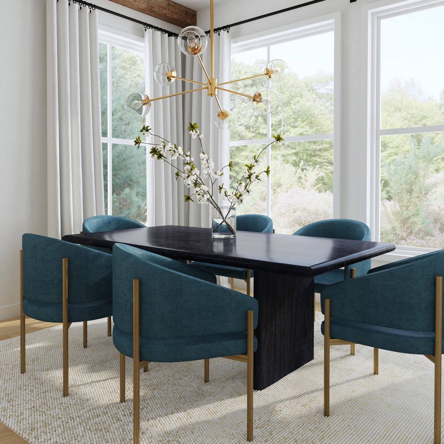 Halmstad Wood Panel Dining Table in Black 5765432
