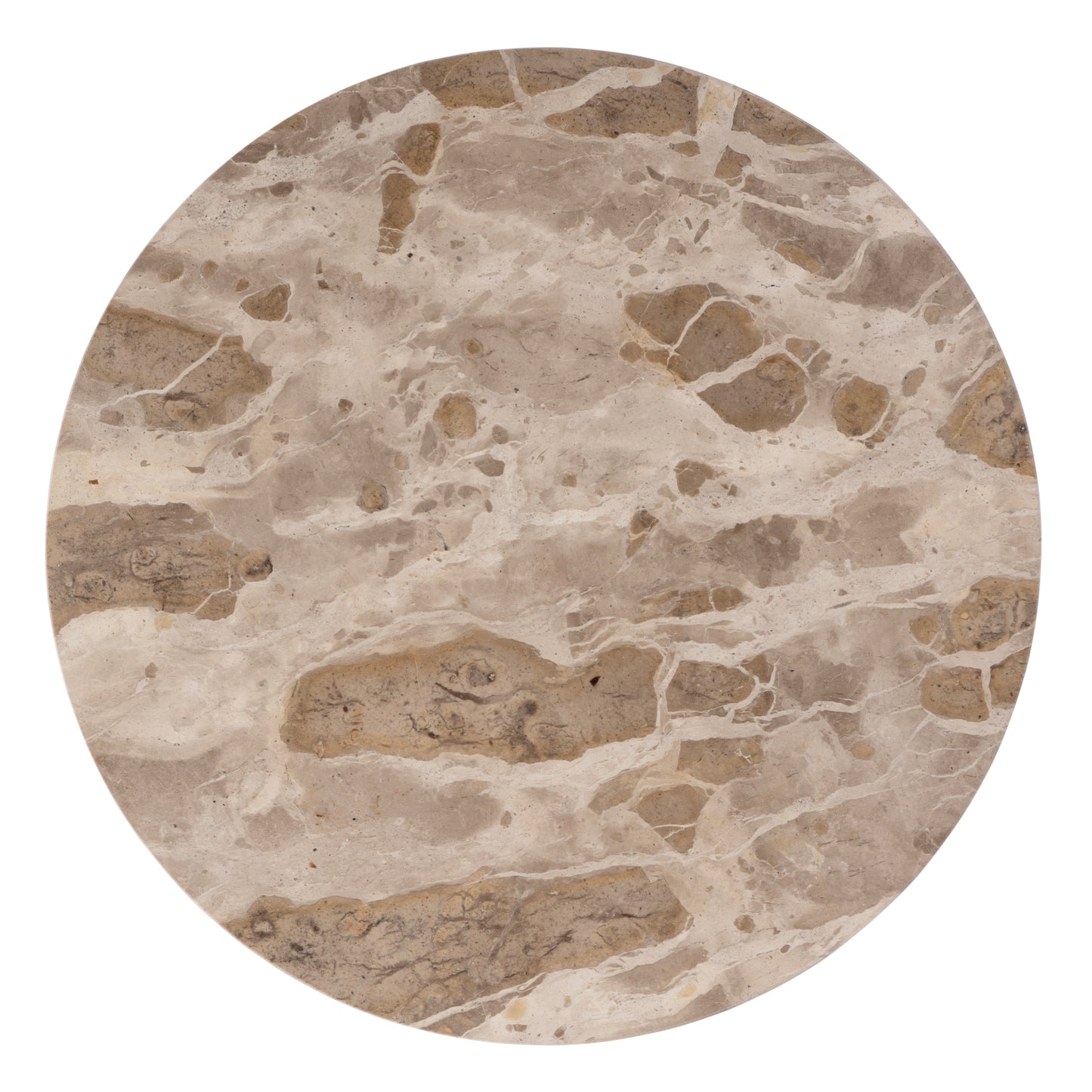 Butler Specialty Company Zion 16 in. W Round Marble and Iron Side Table, Beige, Gold, White