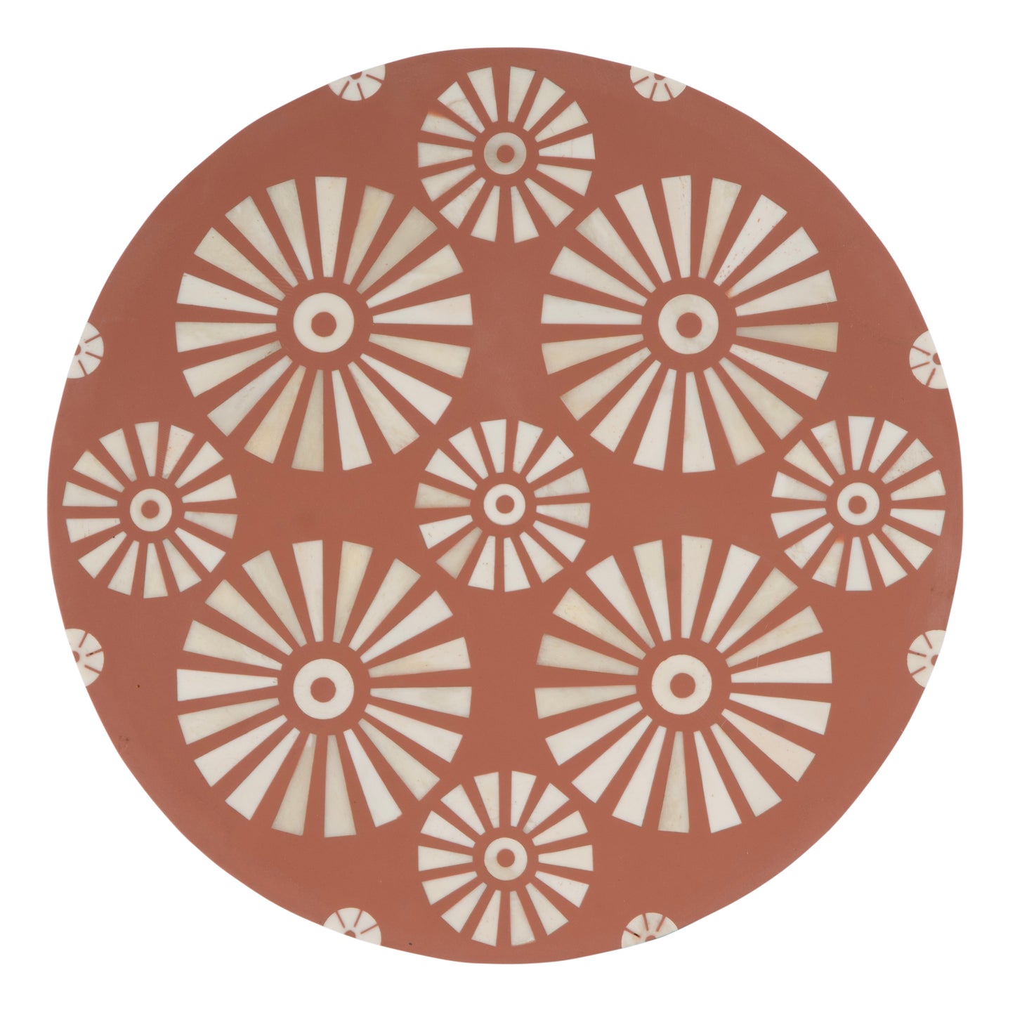 Butler Specialty Company Bethel 14 in. W Round Bone Inlay and Iron Side Table, Pink