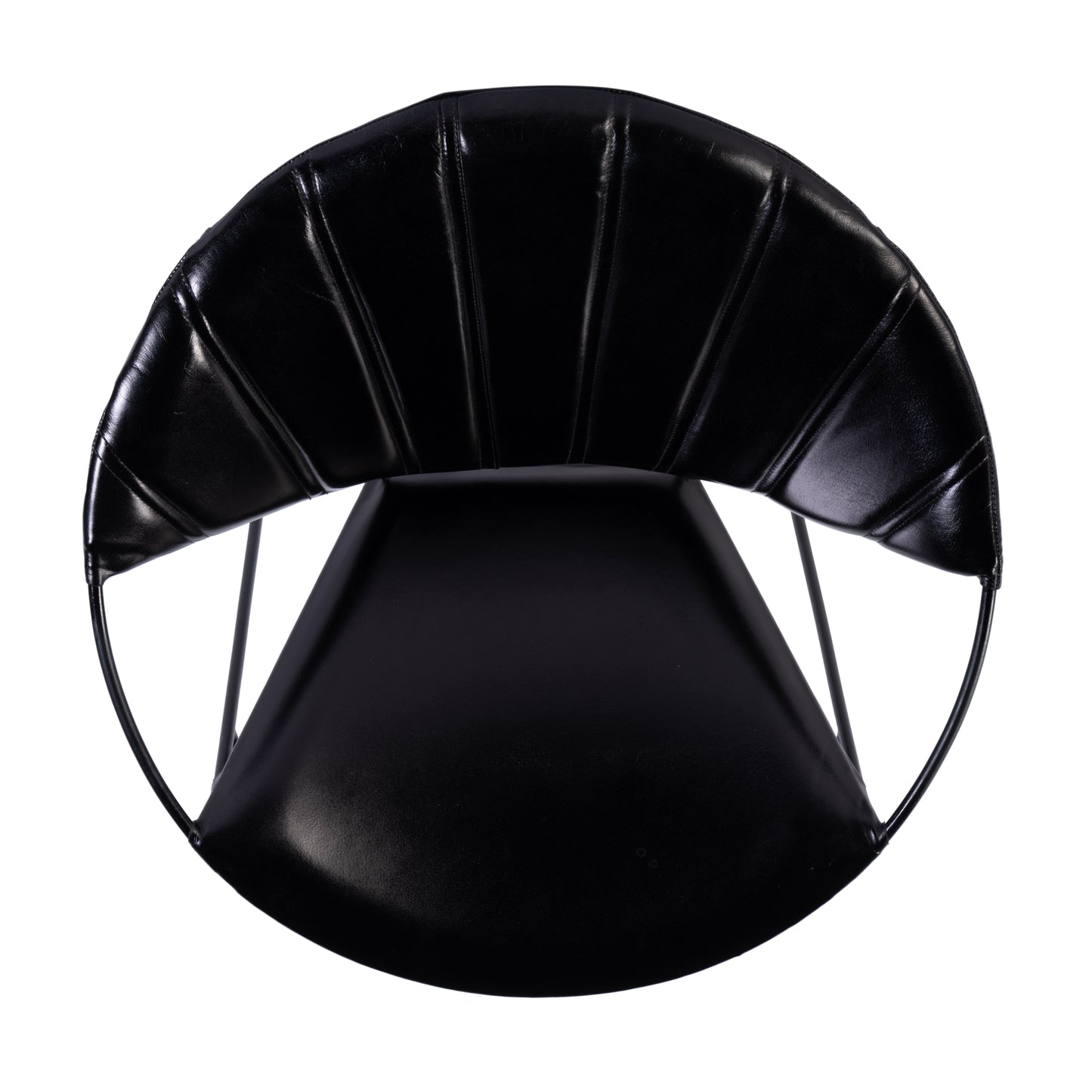 Butler Specialty Company Harlan 18 in. Seat Height Round Leather and Iron Accent Chair, Black