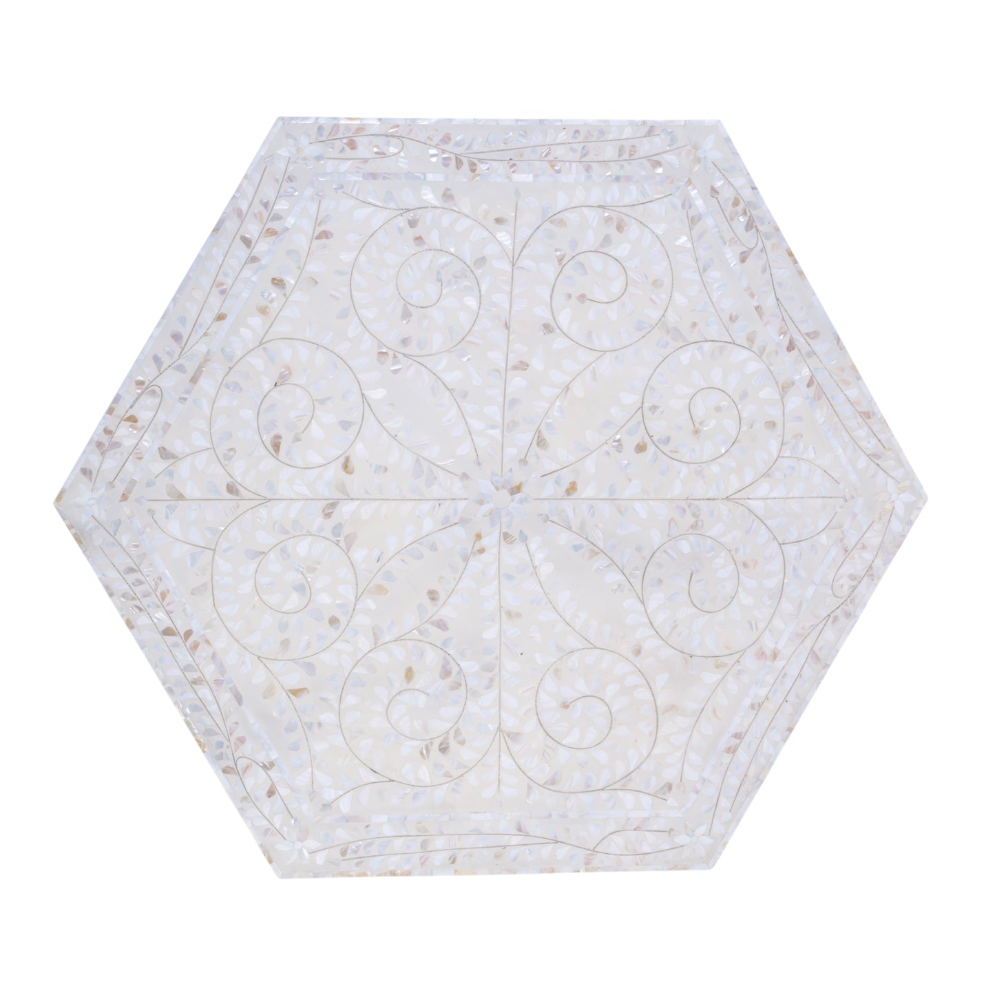 Butler Specialty Company Marjorie 40.5 in. W Hexagon Mother of Pearl Coffee Table, White