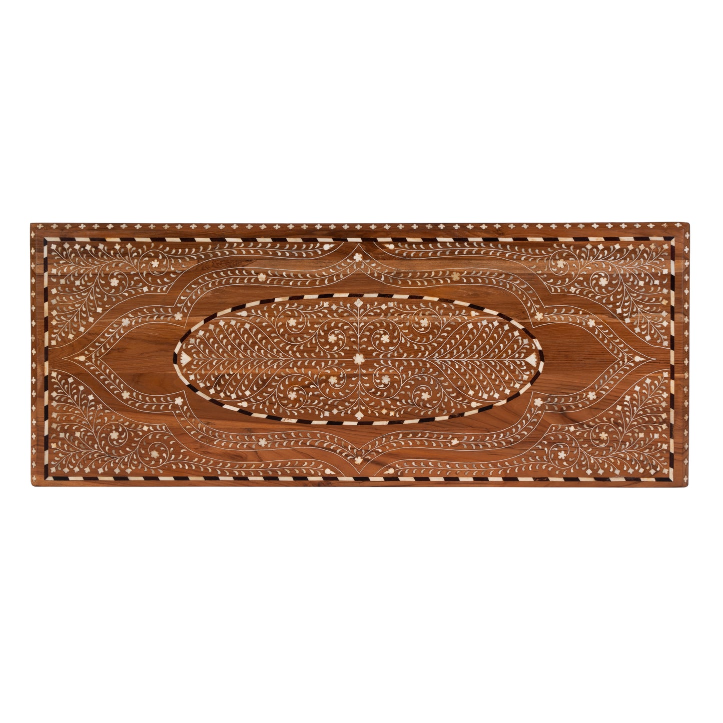 Butler Specialty Company Rashmi 40 in. W Rectangular Teak & Bone In-Lay 4 Drawer Accent Chest, Brown