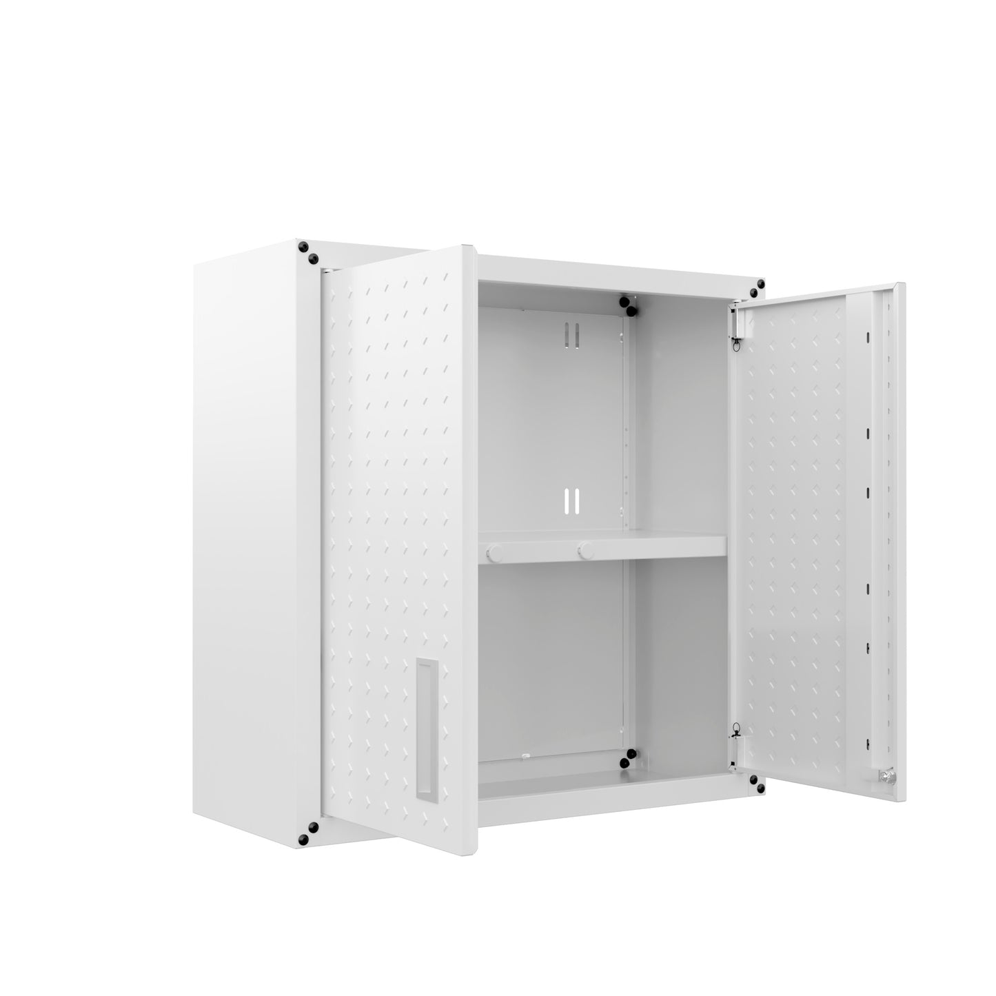 Manhattan Comfort Fortress 30" Floating Textured Metal Garage Cabinet with Adjustable Shelves in White 5GMC-WH
