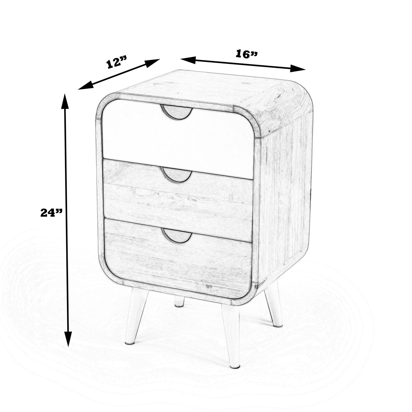 Butler Specialty Company Danville 16 in. W Rectangular Wood Modern 3 Drawer Nightstand, Multi-Color