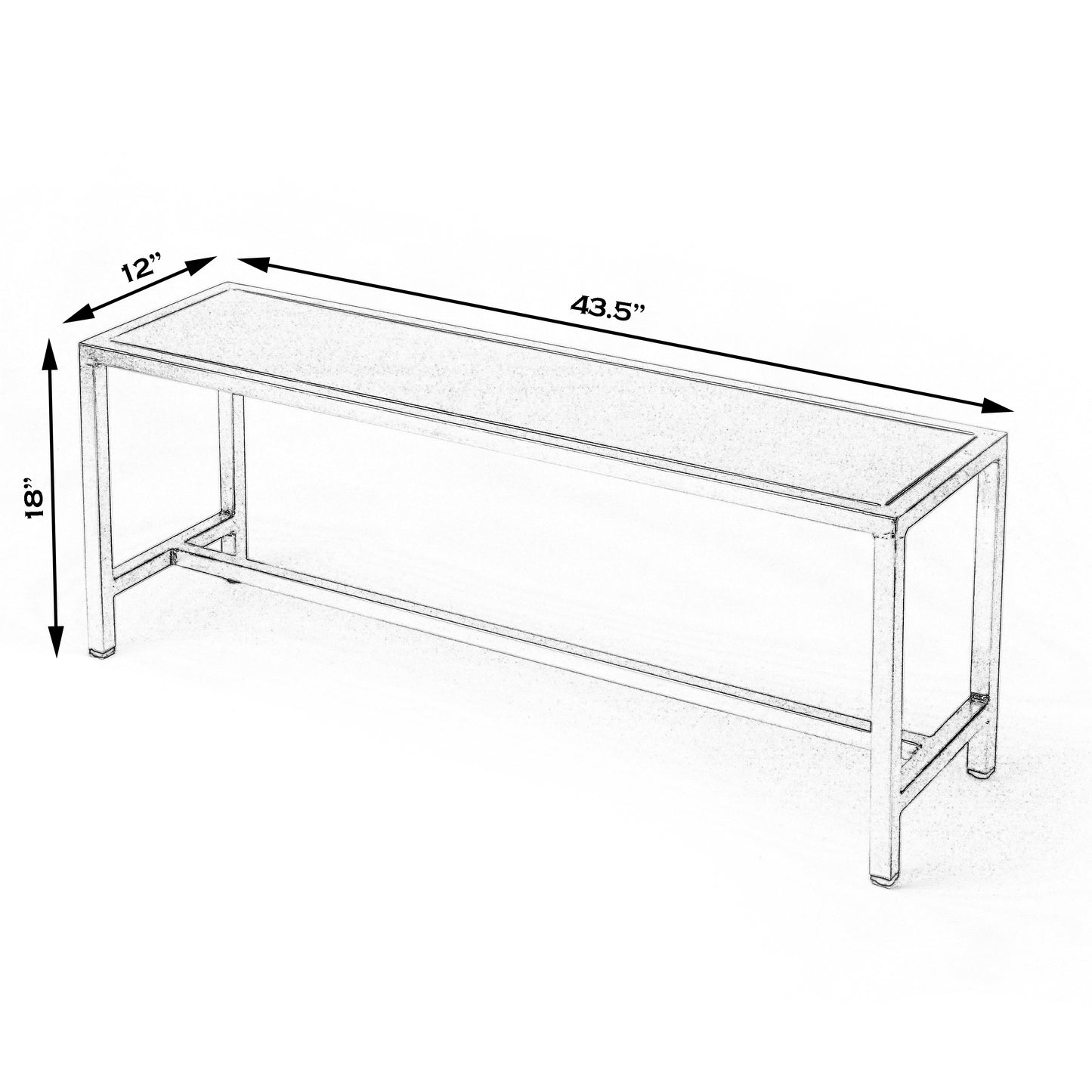 Butler Specialty Company Tribeca 43.5 in. W Rectangular Iron Bench, Silver
