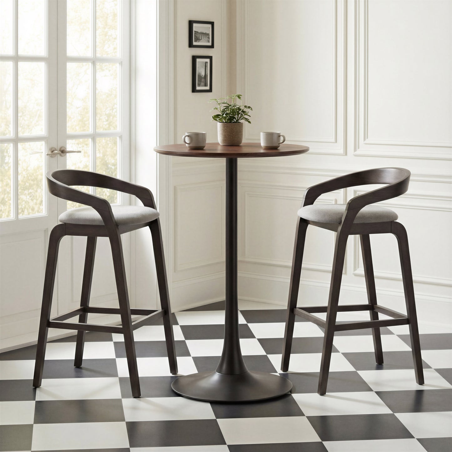 Troy Barstool (Set of 2) Dove Gray & Espresso - 9