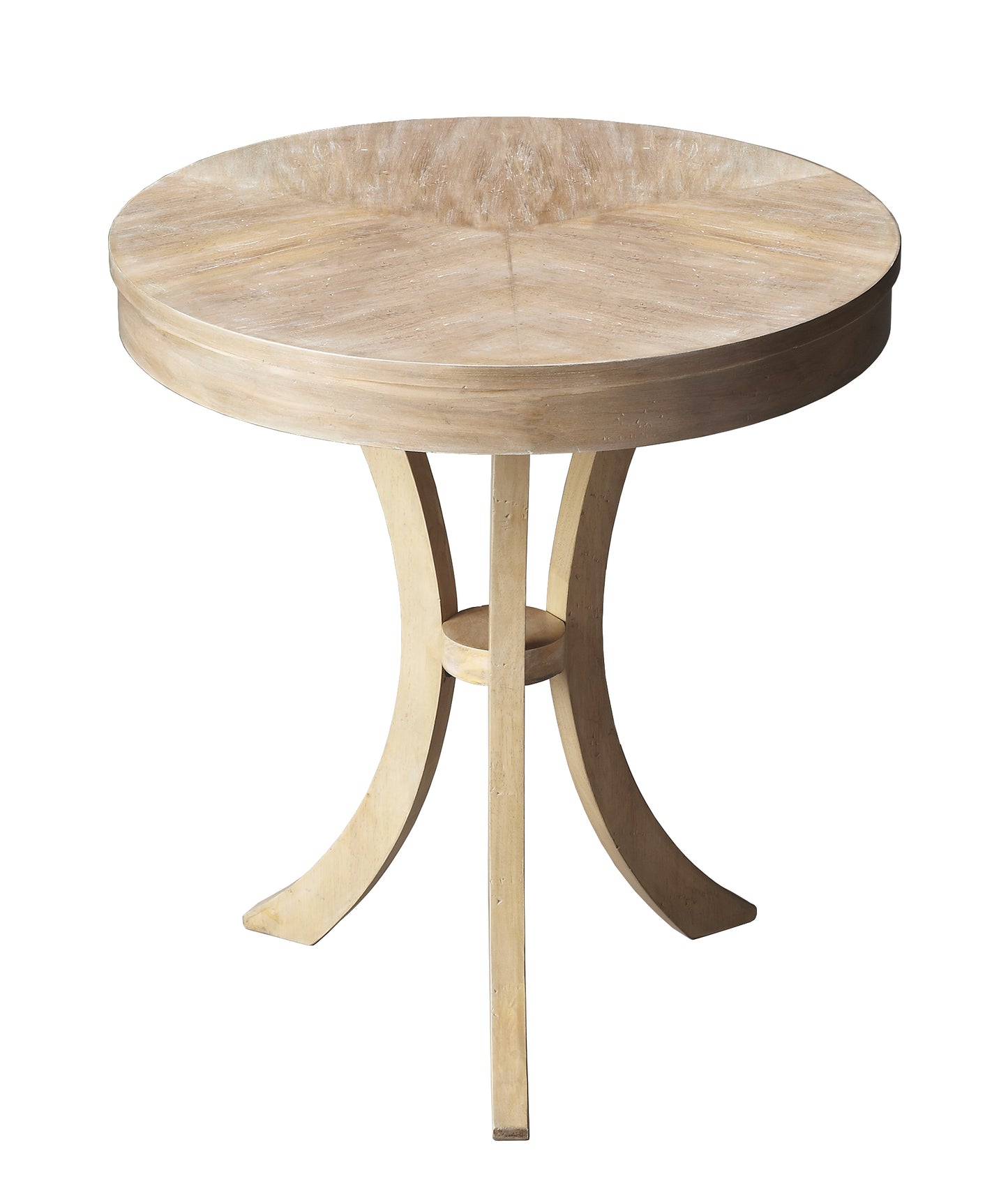 Butler Specialty Company Gerard 24 in. W Round Wood 3 Leg Side Table, Gray
