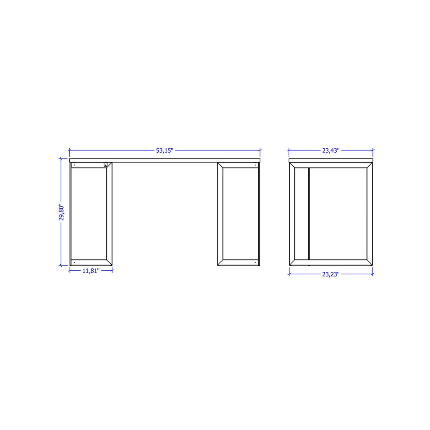 Manhattan Comfort Lexington 53.15 Desk with Metal Base in Maple Cream 72751