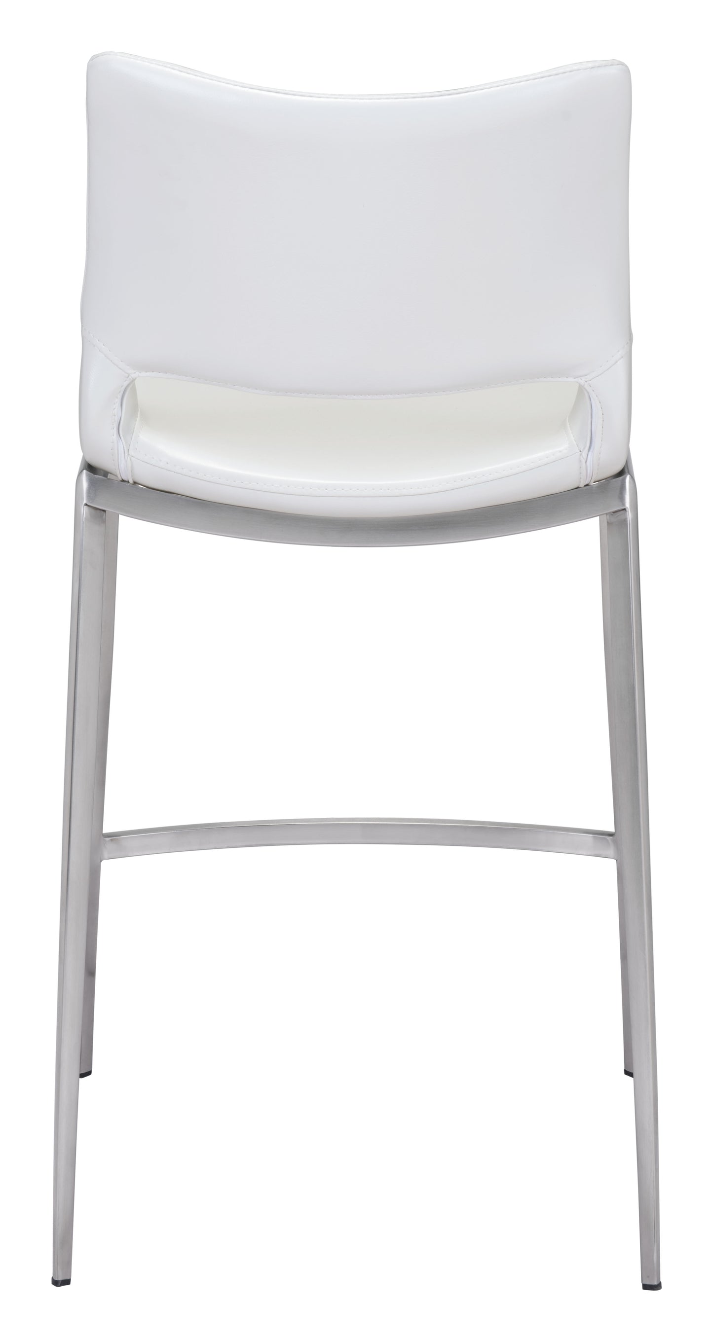 Ace Counter Stool (Set of 2) White & Silver