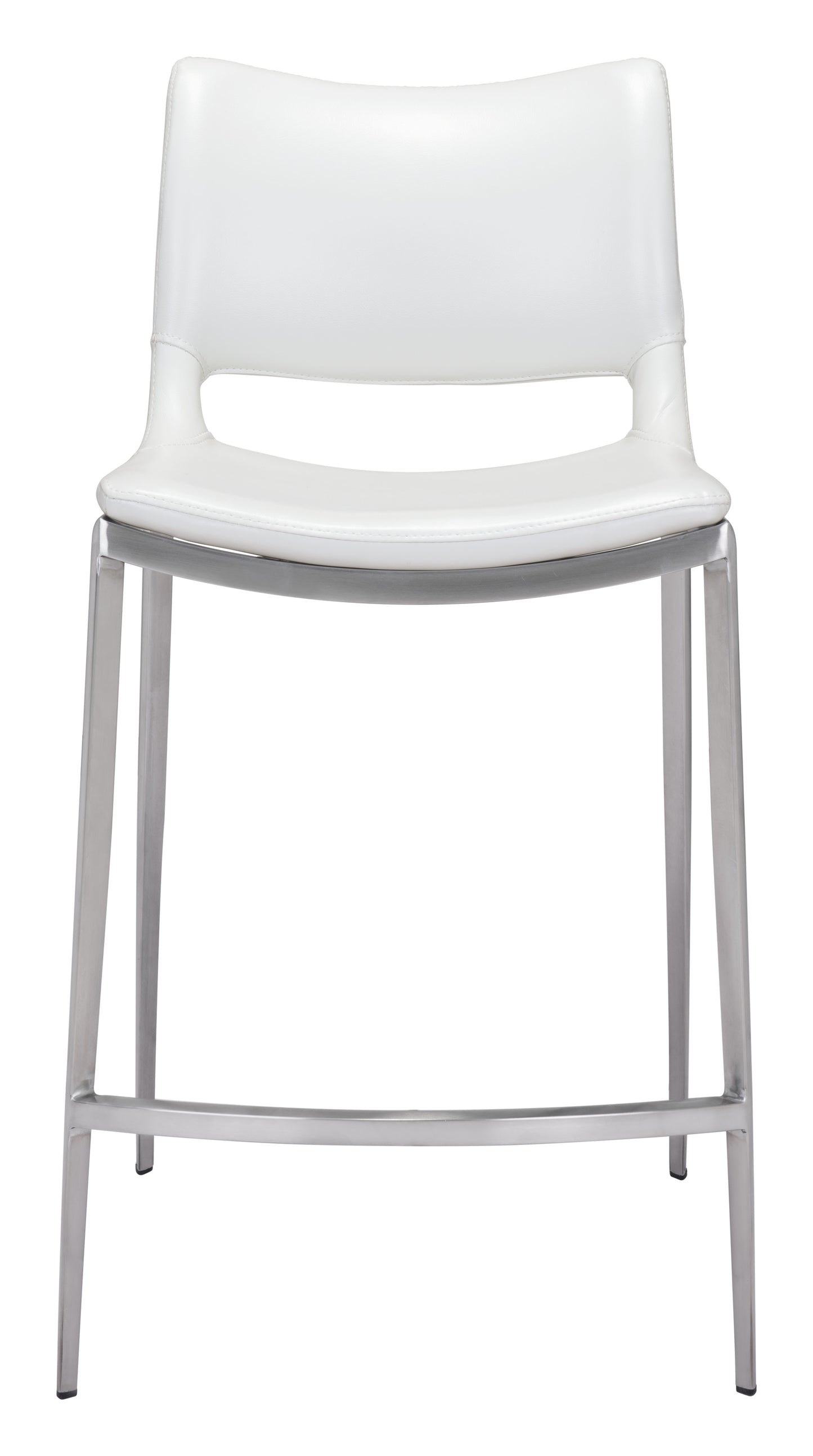 Ace Counter Stool (Set of 2) White & Silver