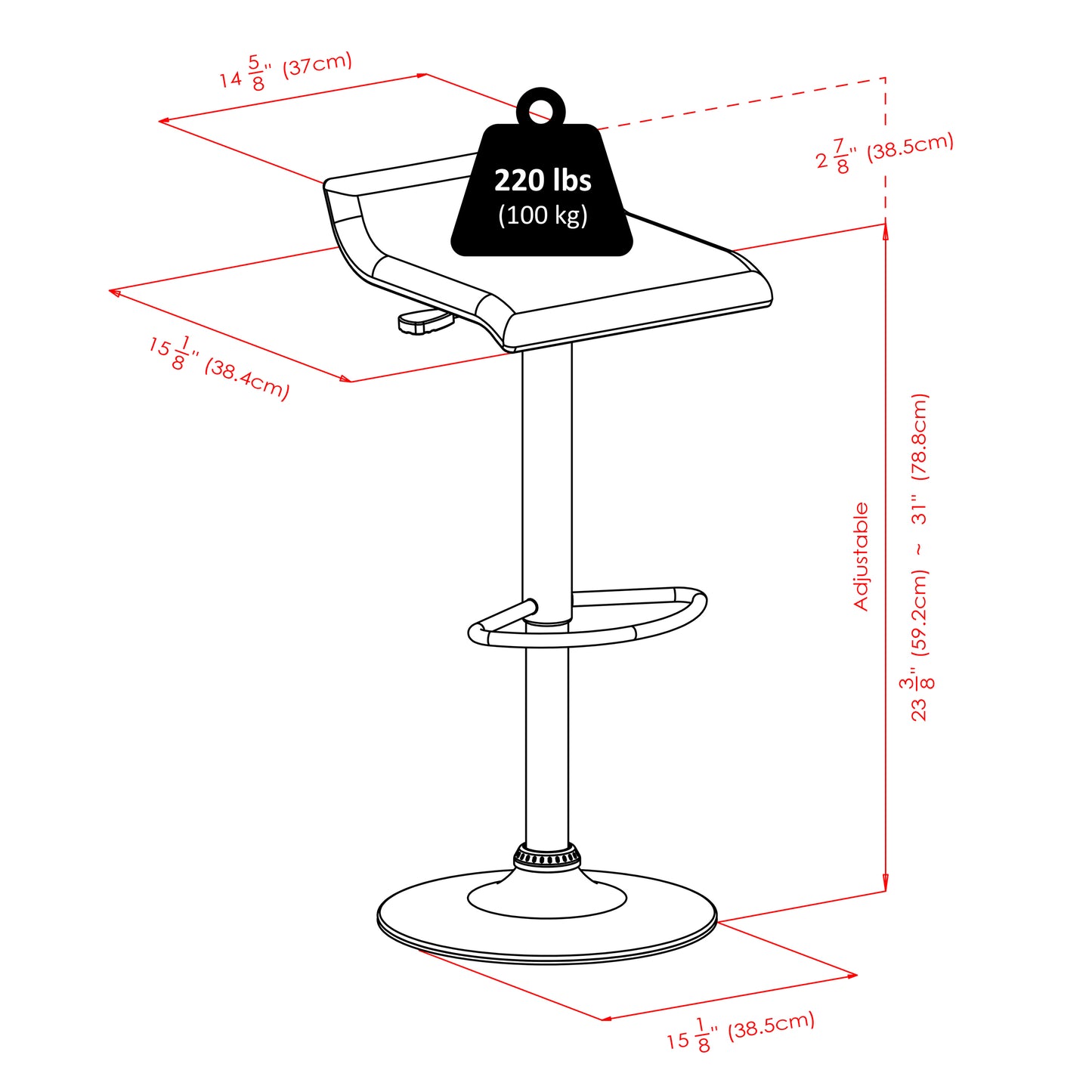 Cora 3-Pc Round Pub Table with Adjustable Swivel Stools, Black and Espresso