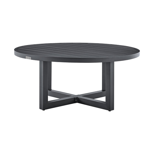 Argiope Outdoor Patio Round Coffee Table in Gray Aluminum