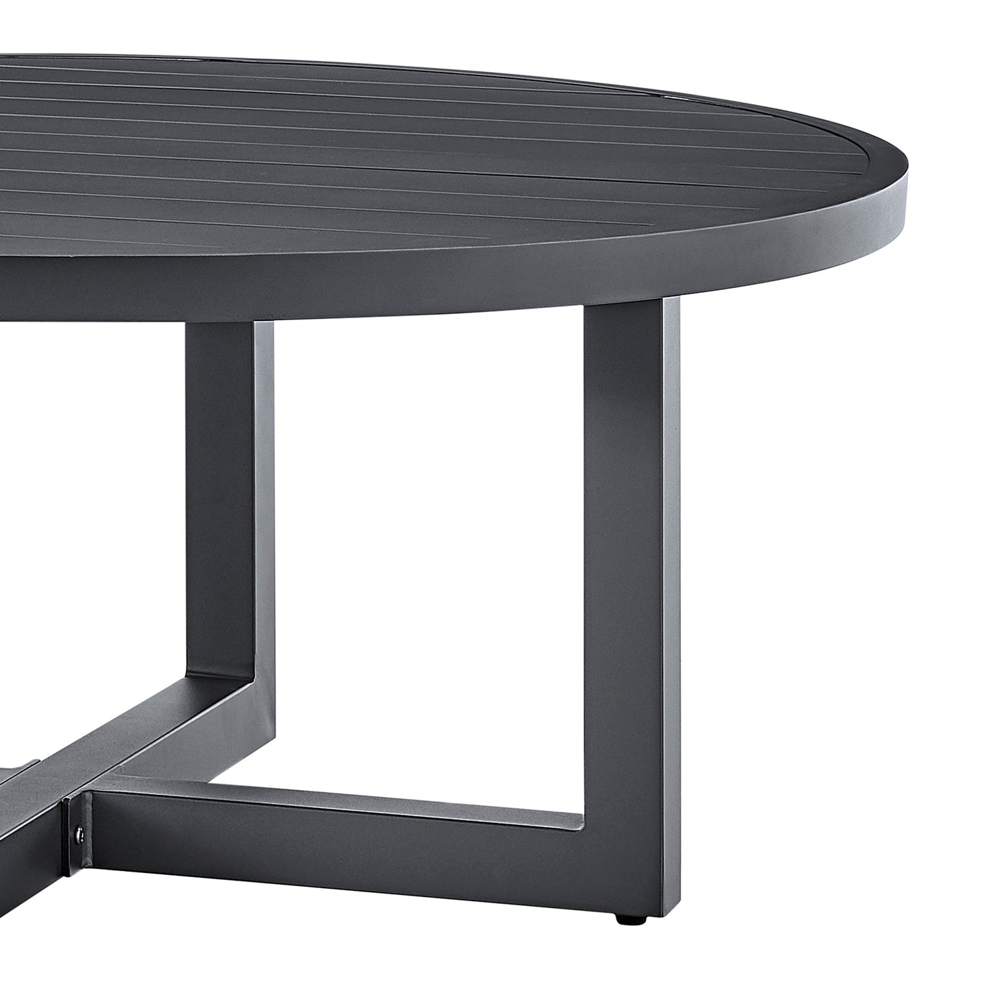 Argiope Outdoor Patio Round Coffee Table in Gray Aluminum