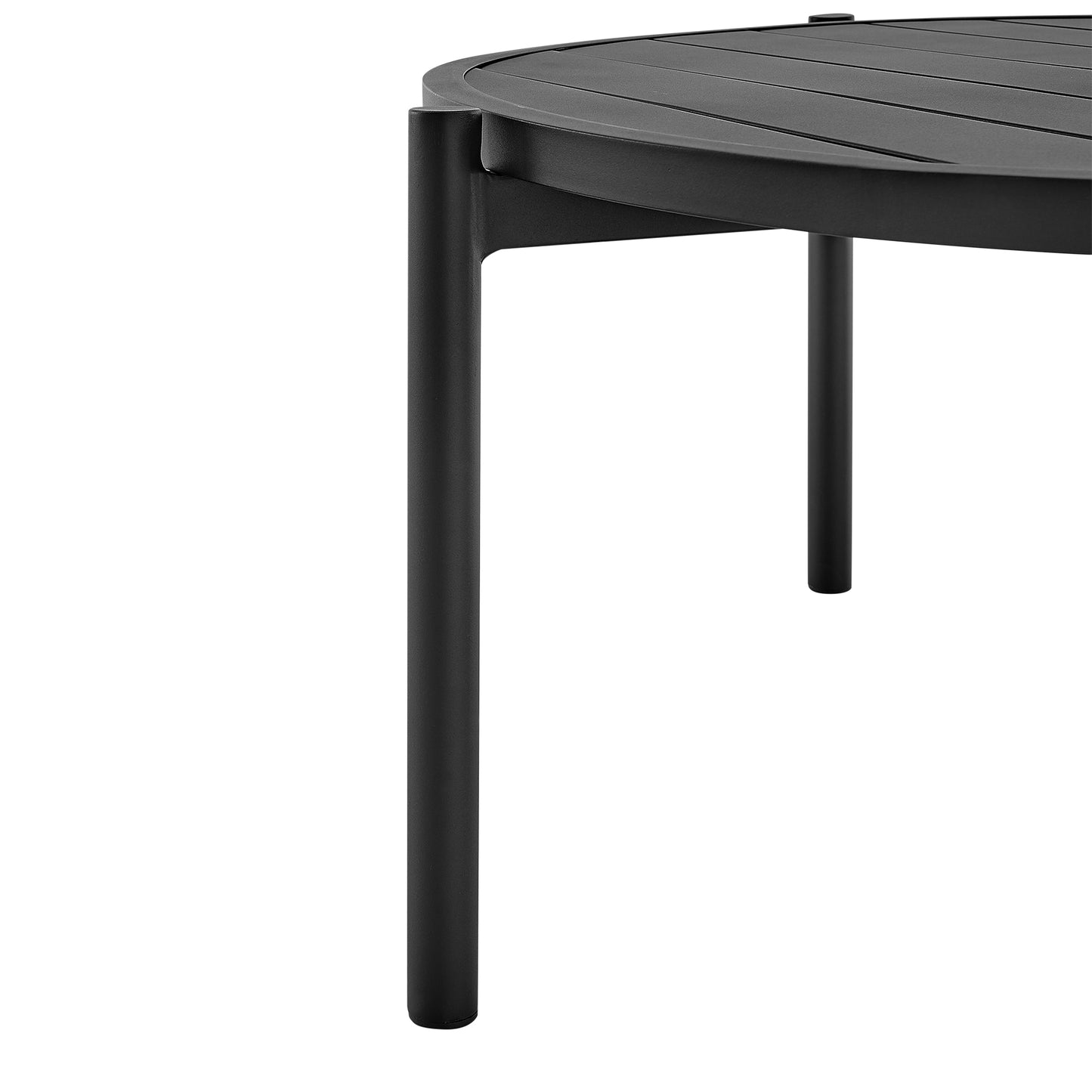 Tiffany Outdoor Patio Round Coffee Table in Black Aluminum