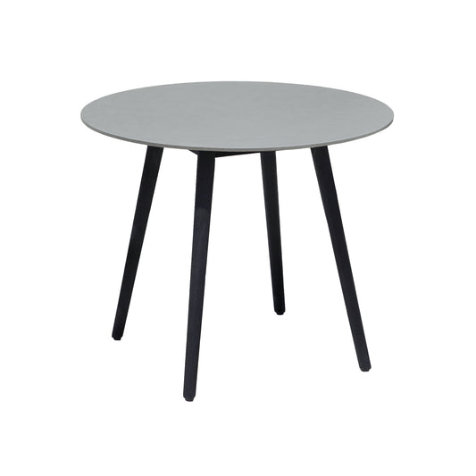 Sydney Outdoor Patio Round 36" Dining Table in Black Eucalyptus and Gray Stone