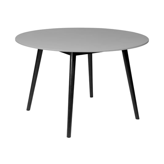 Sydney Outdoor Patio Round Dining Table in Black Eucalyptus and Gray Stone