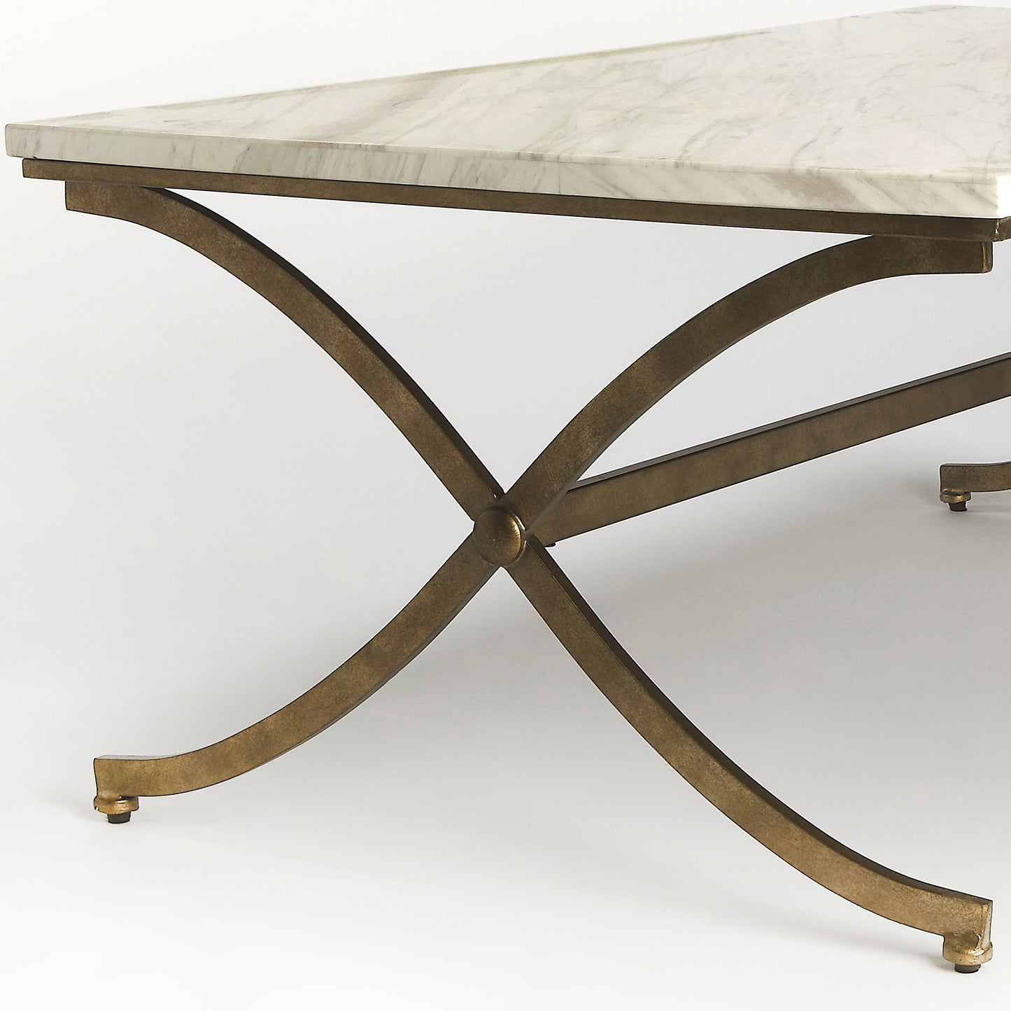 Butler Specialty Company Pamina 45 in. W Rectangular Marble and Metal Coffee Table, Gold