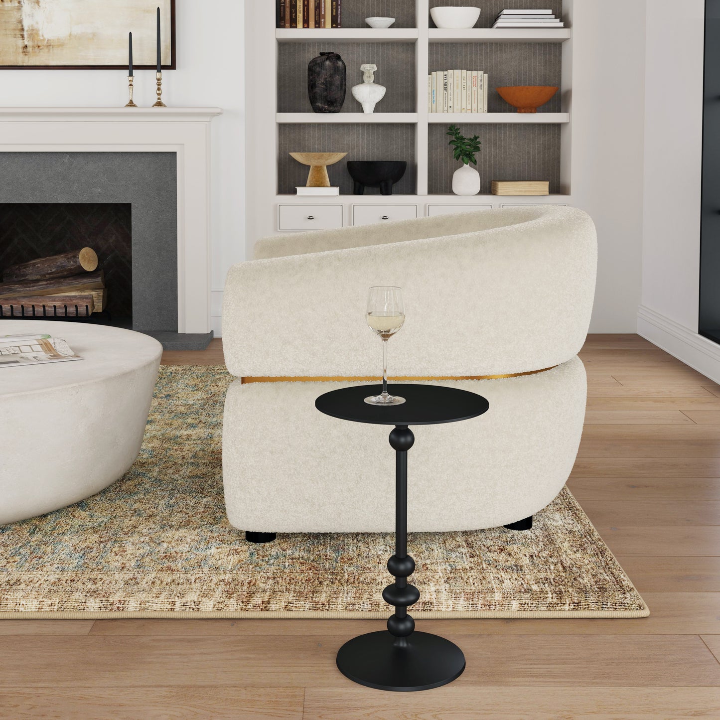 Butler Specialty Company Zora 12 in. W Round Iron Pedestal Base Side Table, Black