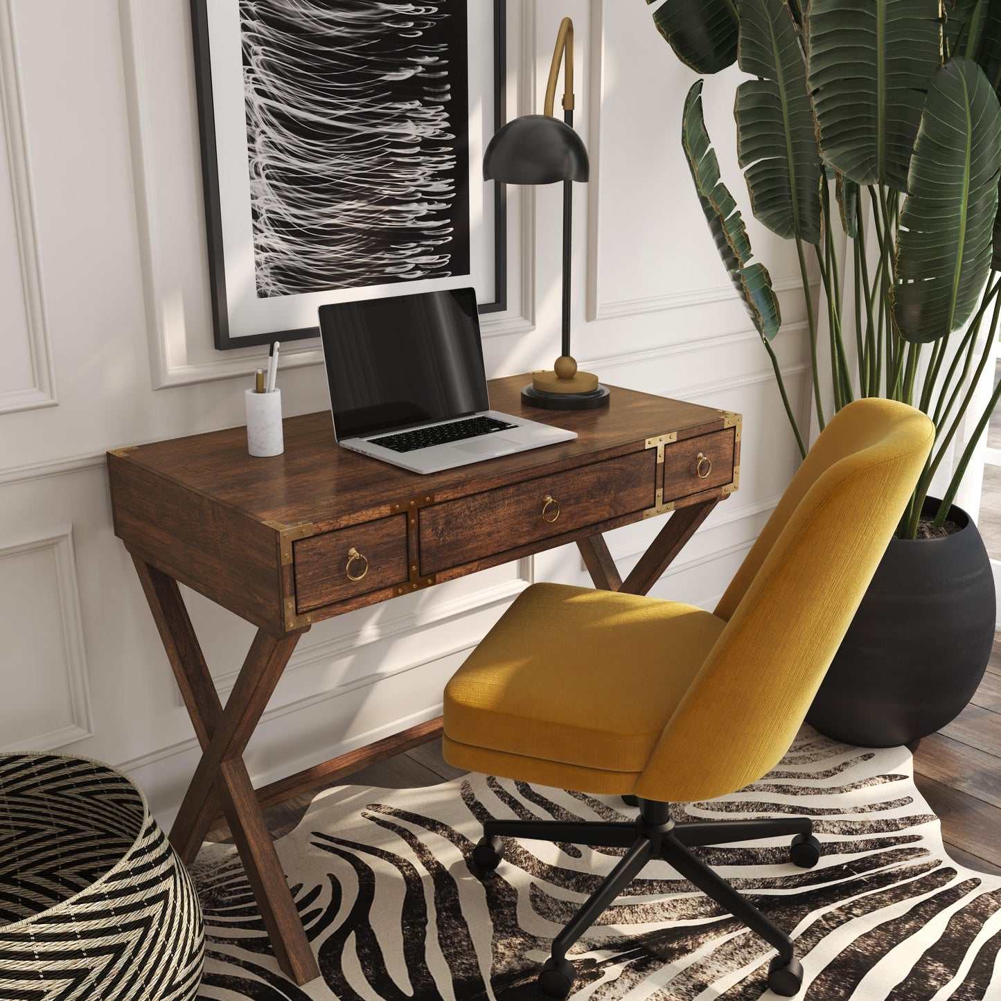 Forster Campaign Writing Desk in Dark Brown 9341354