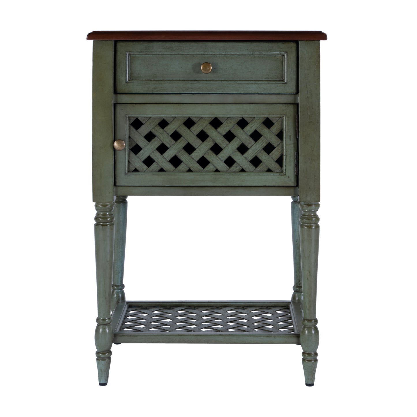 Butler Specialty Company Chadway 20 in. W Rectangular Wood Rustic 1 Drawer End Table, Green