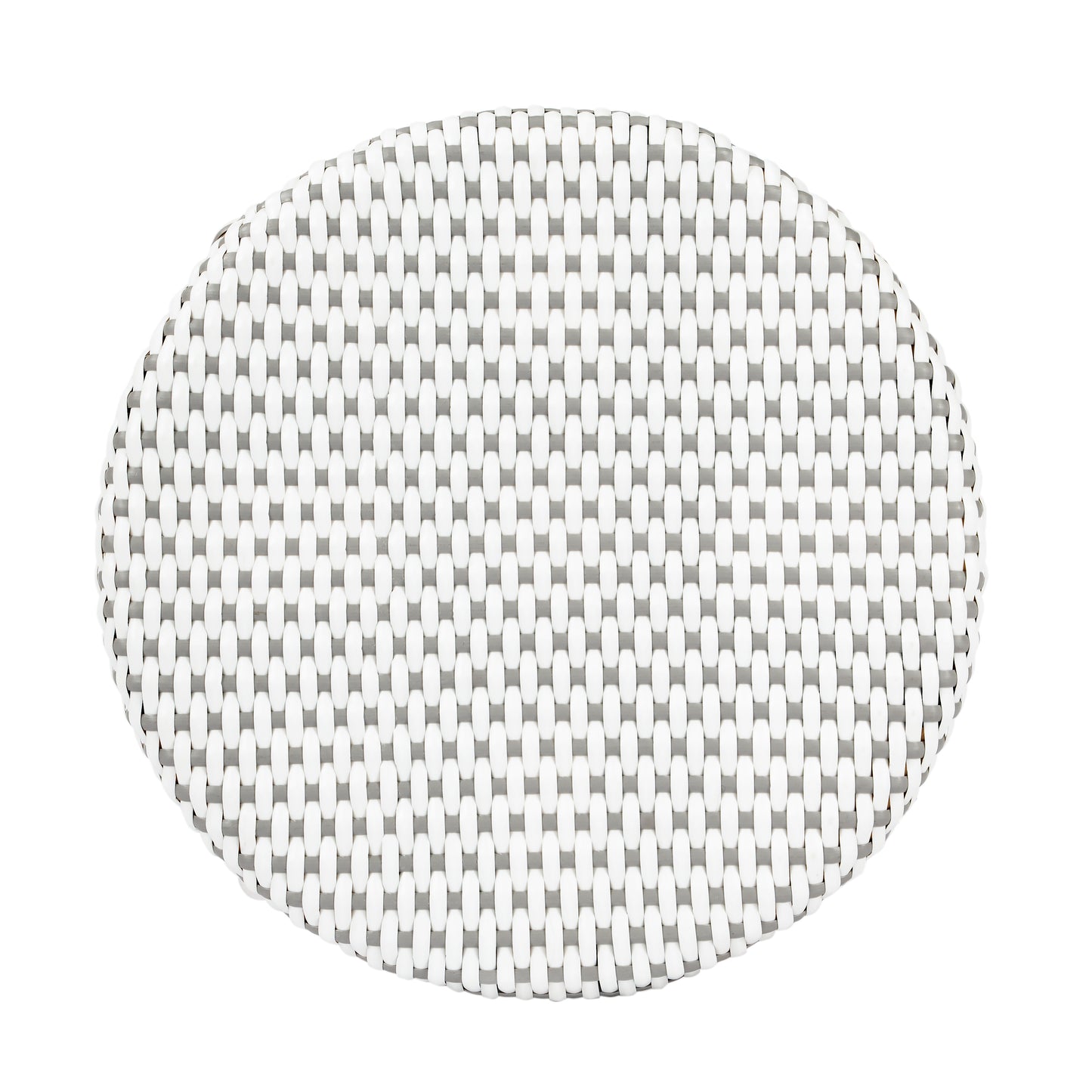 Tobias Round Rattan 30" Bar Stool in White and Gray Dot 9370329