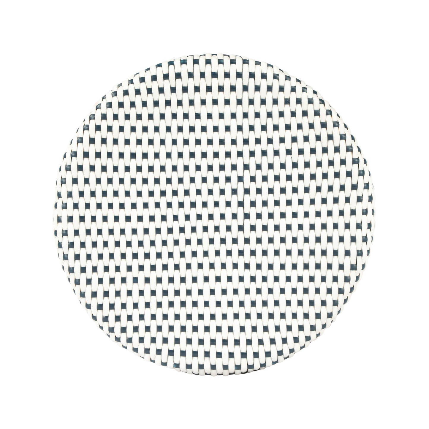 Tobias Rattan Round 24" Counter Stool in White and Navy Dot 9371222