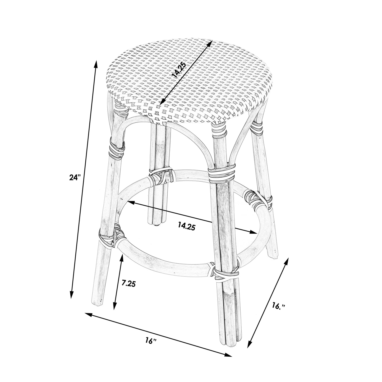 Tobias Rattan Round 24" Counter Stool in Black 9371425