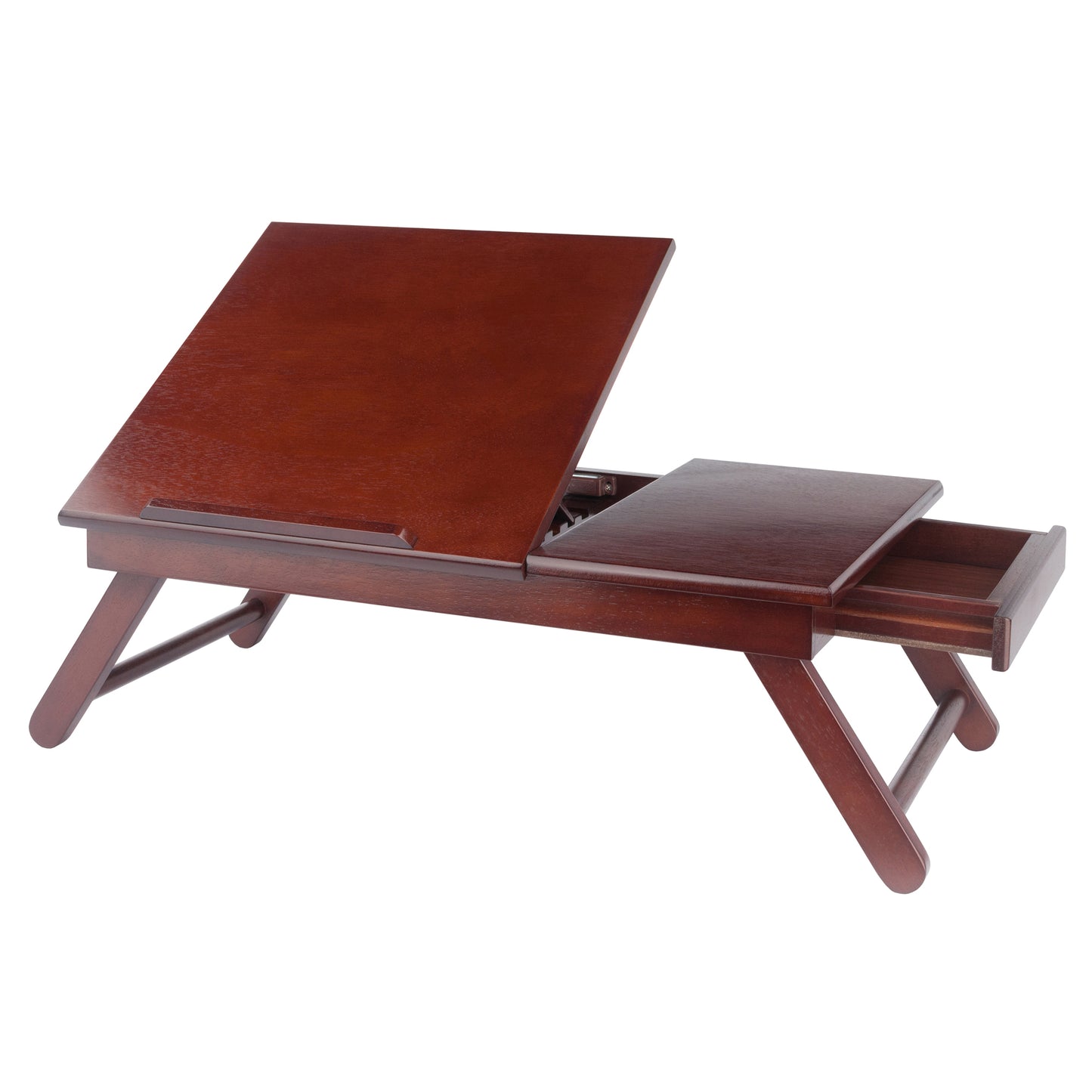 Alden Flip Top Desk, Tray with Drawer, Walnut