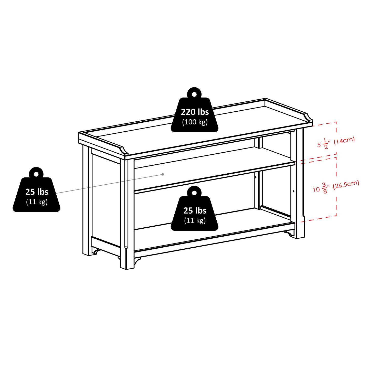 Milan Storage Hall Bench, Walnut