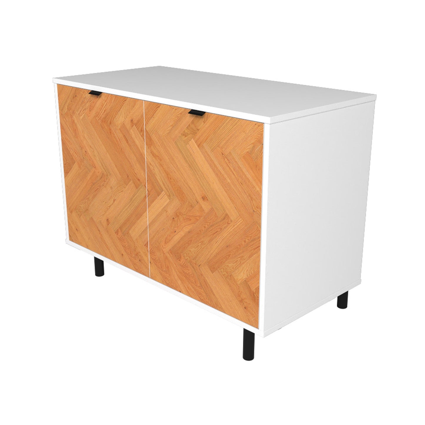 Manhattan Comfort Mid-Century Modern Liam Accent Cabinet with 2 Shelves in White and Wood AC-310AMC246