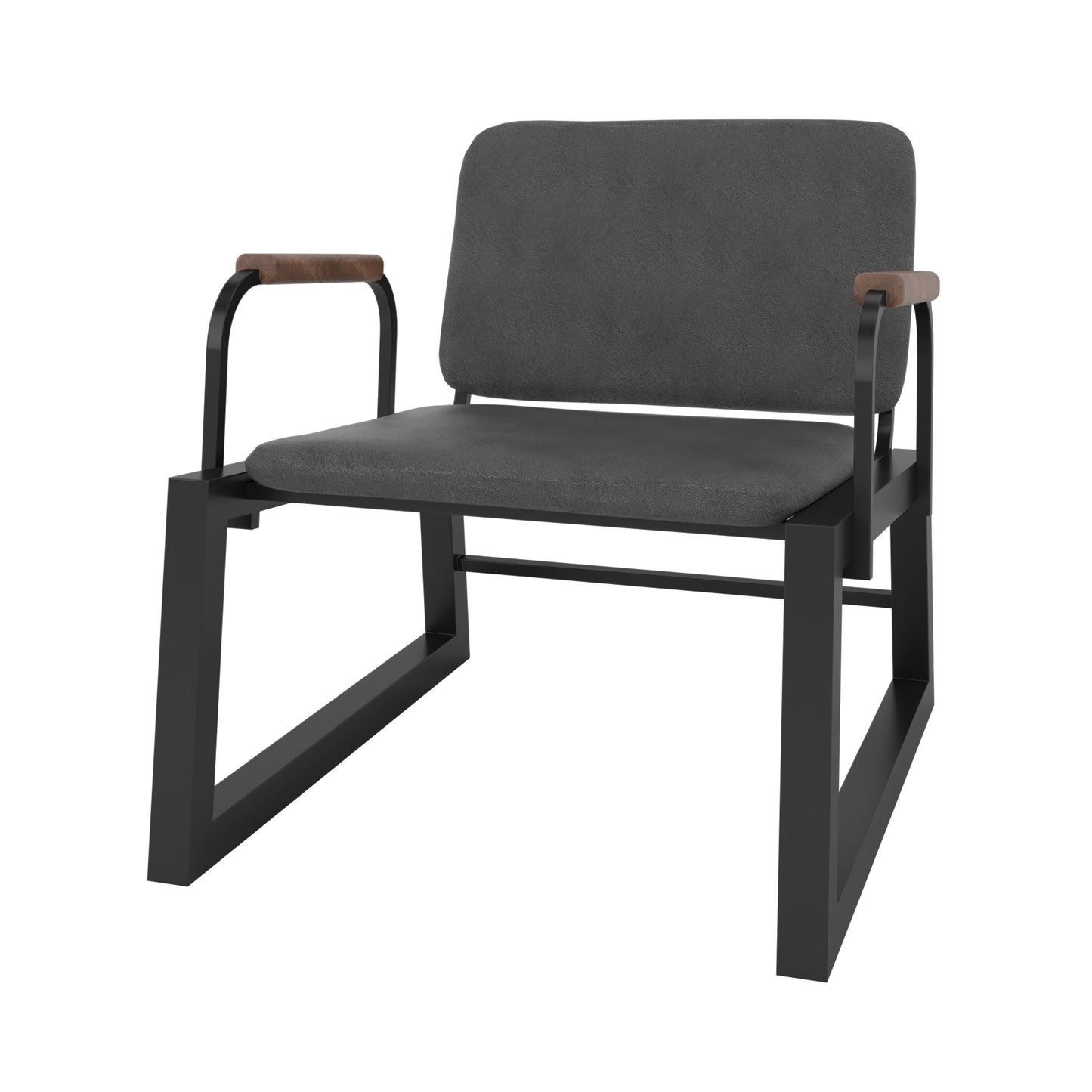 Manhattan Comfort Whythe PU Leather Low Accent Chair 1.0 in Black AC-4PZ-207