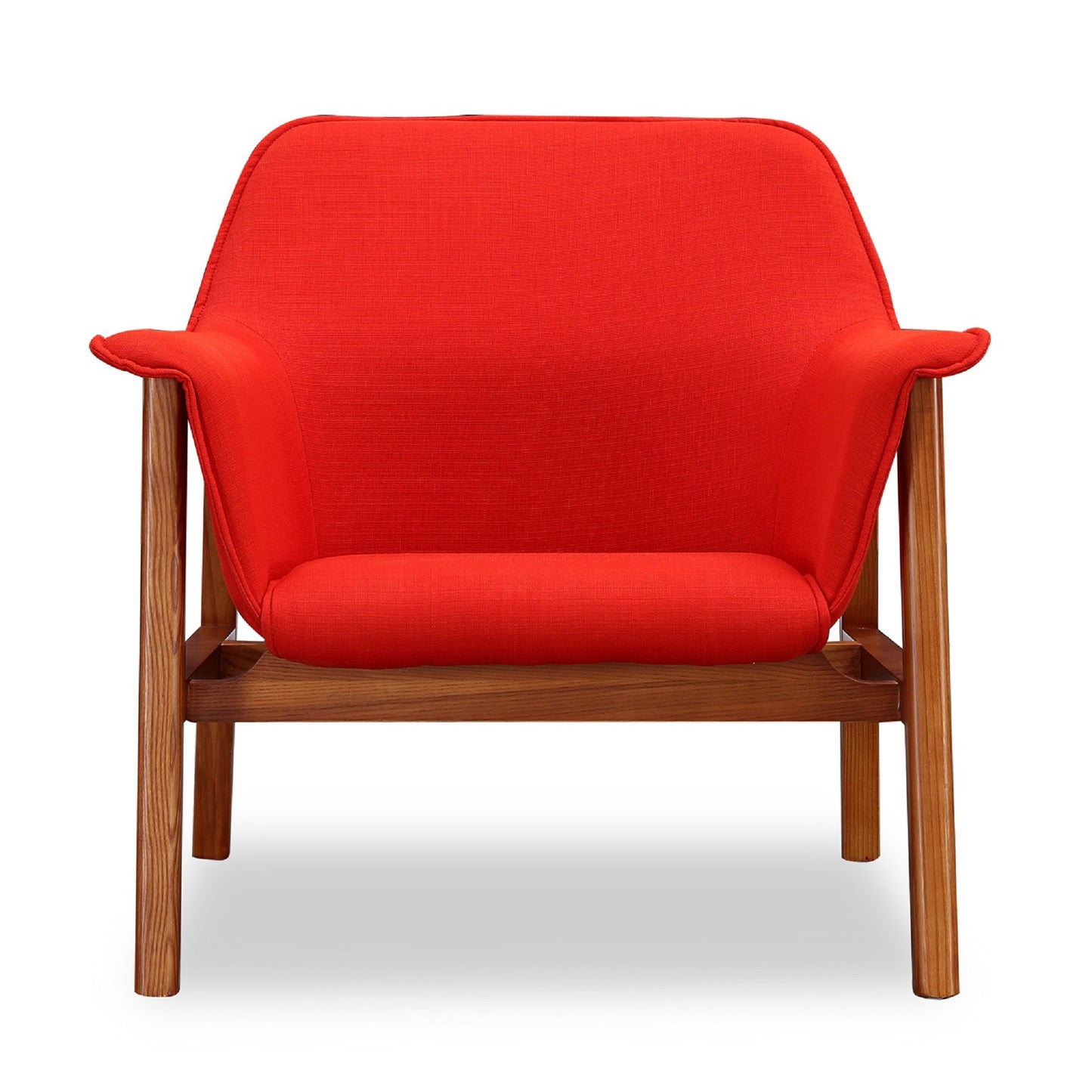 Manhattan Comfort Miller Burnt Orange and Walnut Linen Weave Accent Chair AC007-OR