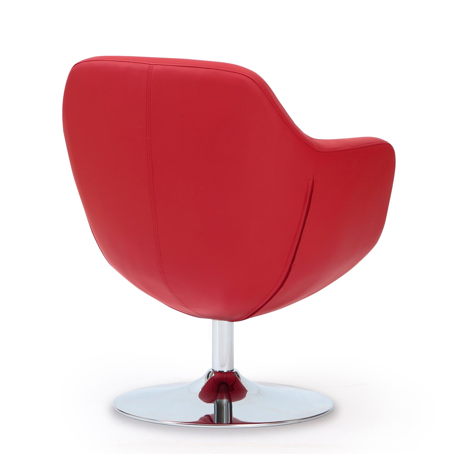 Manhattan Comfort Caisson Red and Polished Chrome Faux Leather Swivel Accent Chair AC028-RD
