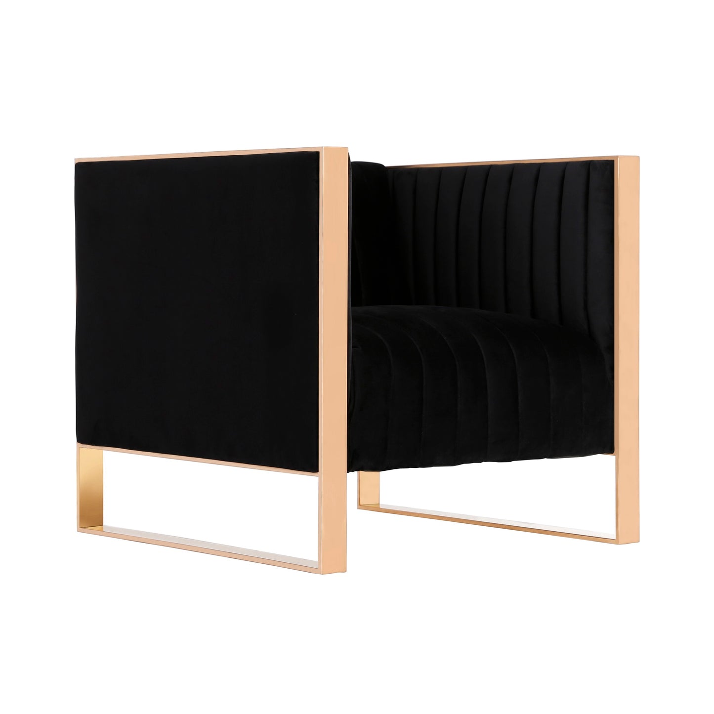 Trillium Mid-Century Modern Velvet Lounge Chair in Black AC055-BK