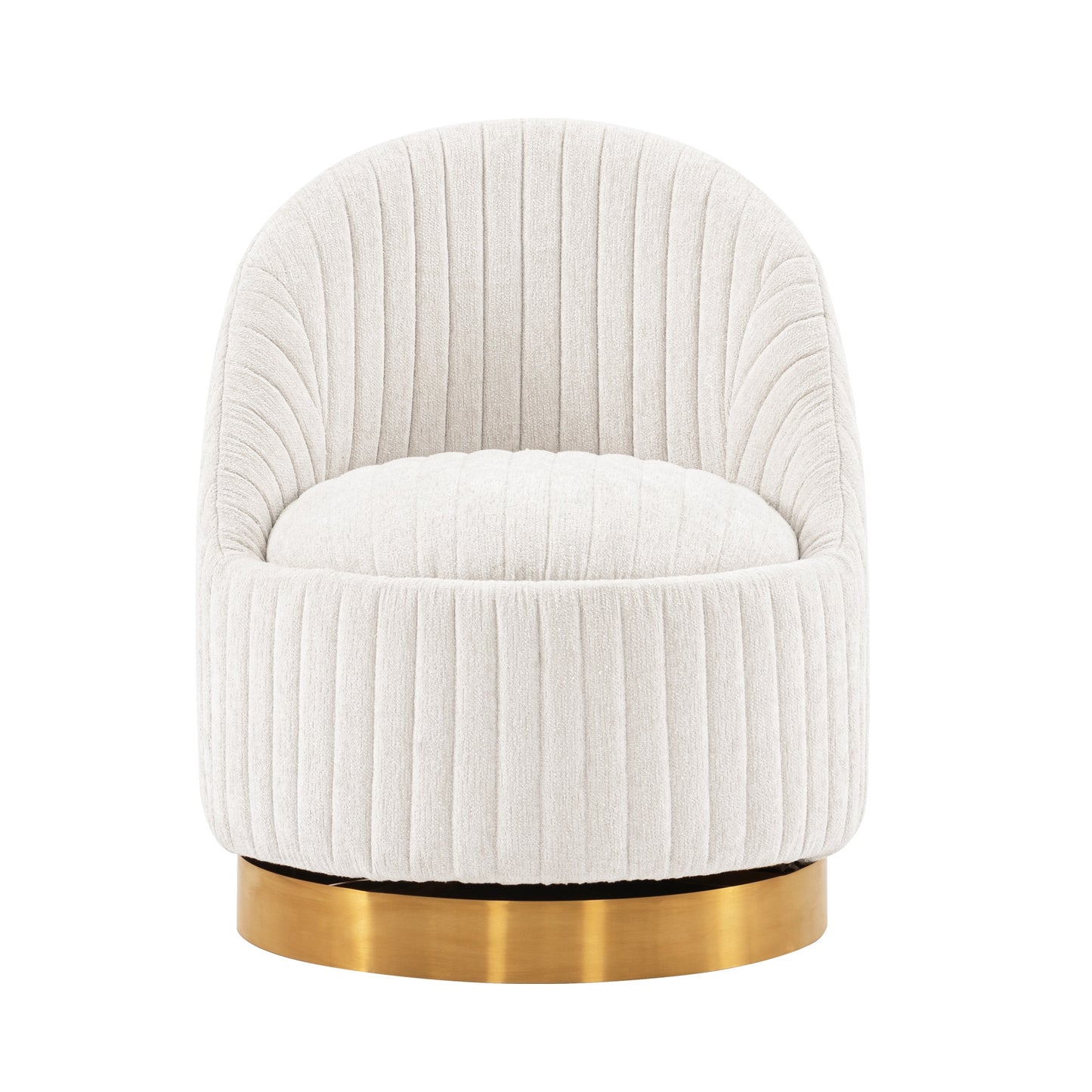 Manhattan Comfort Modern Leela Swivel Chenille Accent Chair in Cream AC058-CR