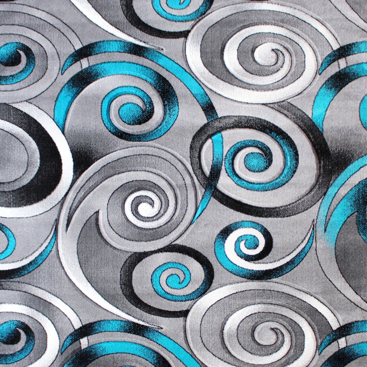 Masie Collection 5' x 7' Turquoise Swirl Olefin Area Rug with Jute Backing - Entryway, Living Room, Bedroom Turquoise