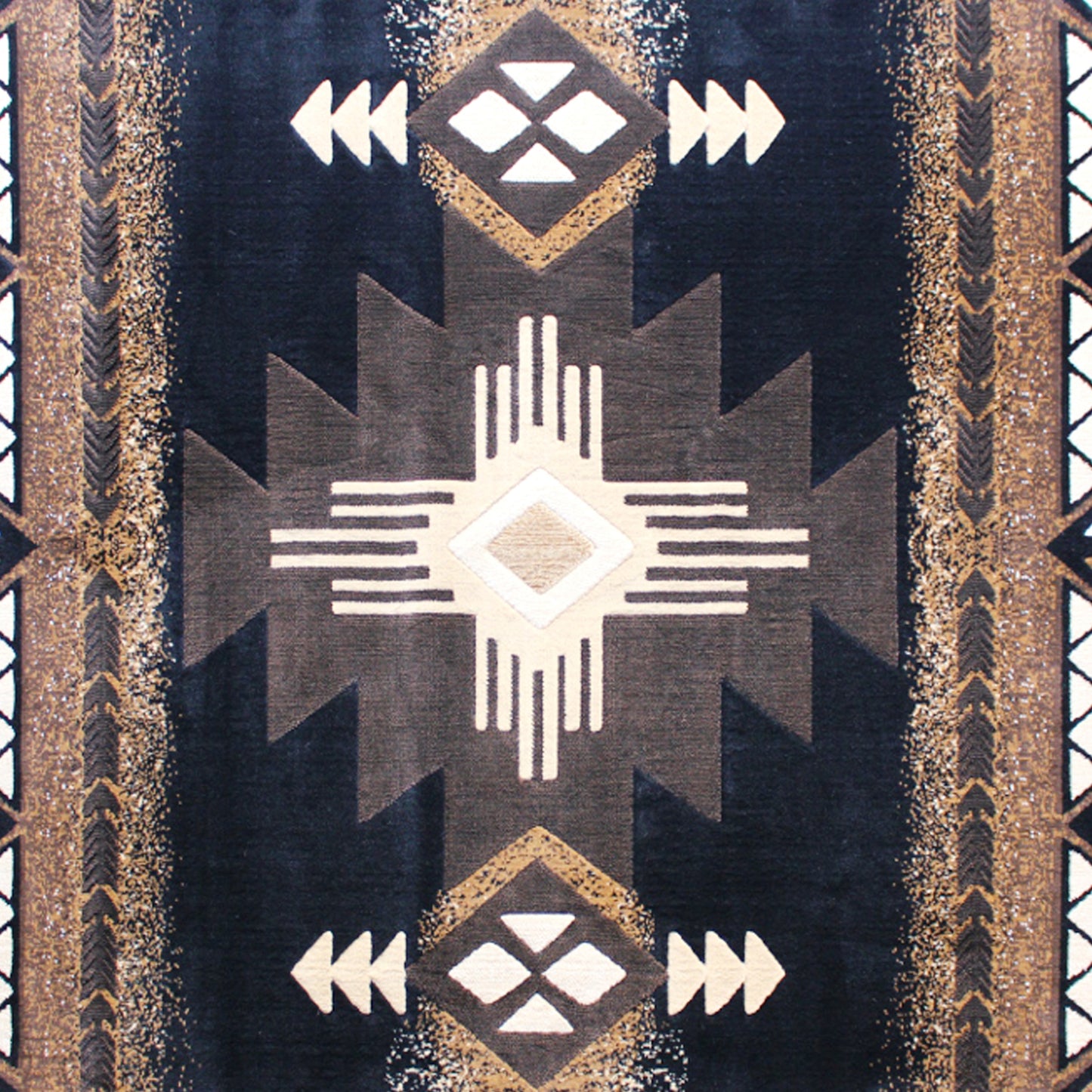 Mohave Collection 8' x 10' Black Traditional Southwestern Style Area Rug - Olefin Fibers with Jute Backing Black