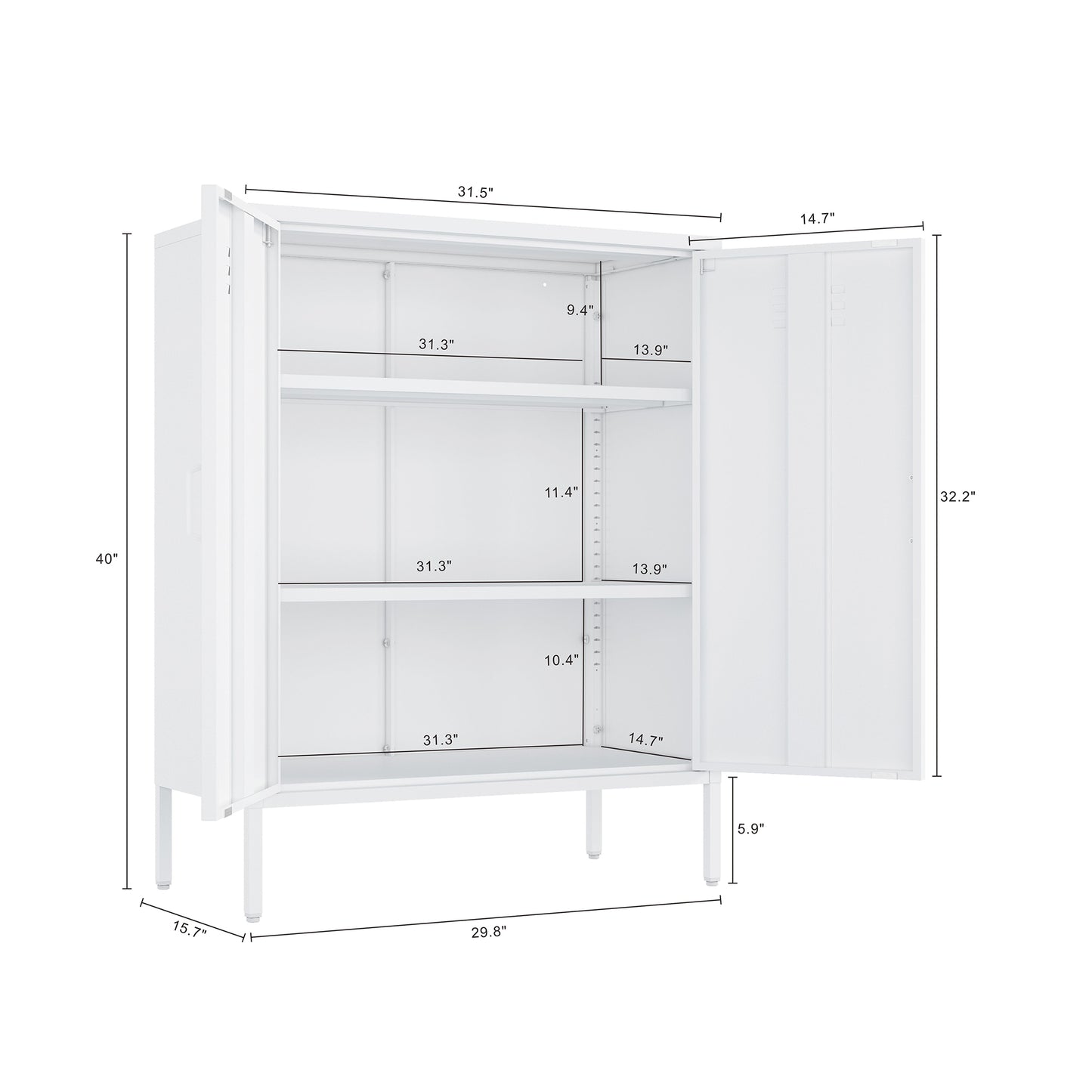 Naomi Modern 32" Metal Accent Cabinet in White AF006-WH