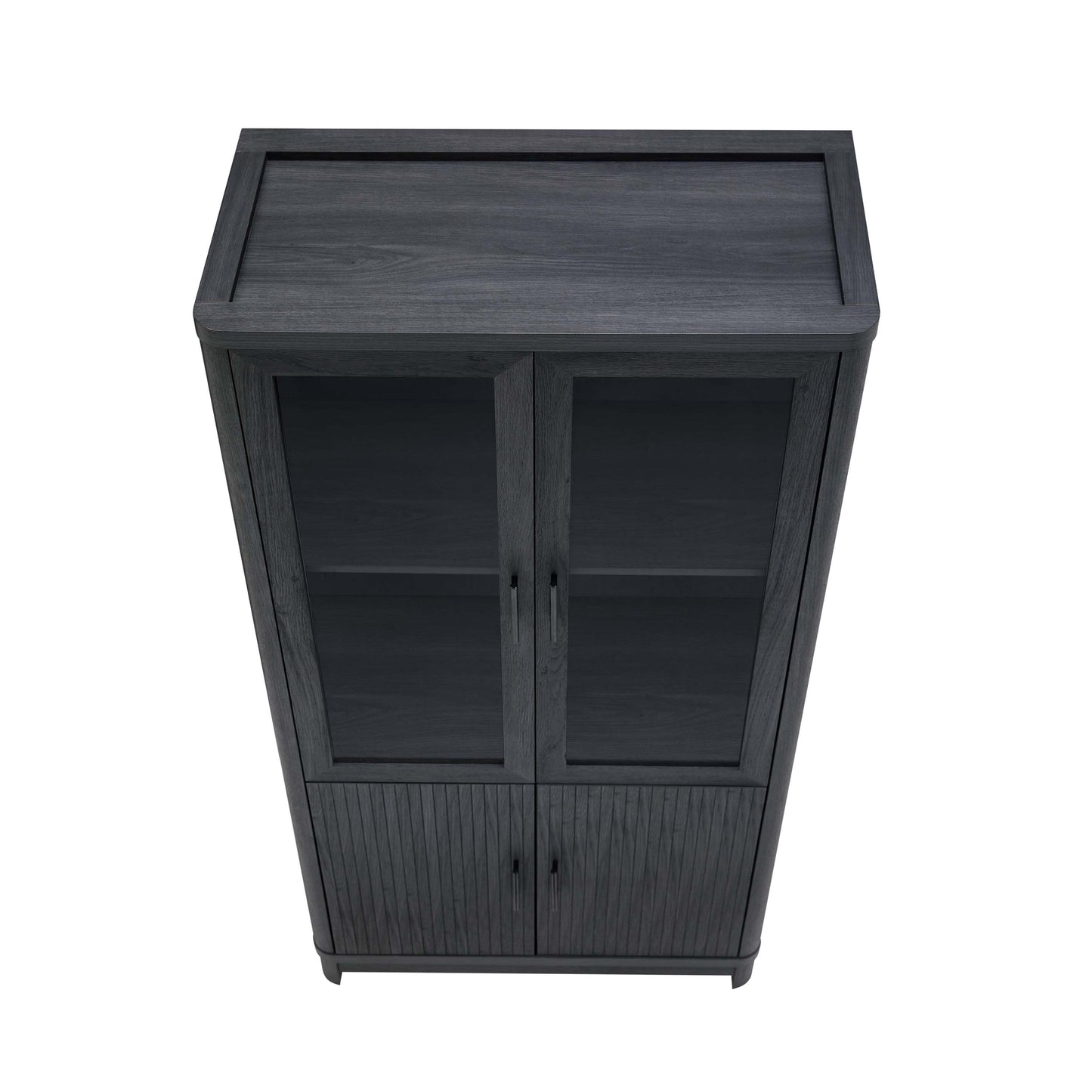 Jodie Mid-Century Modern 31" Bookcase Cabinet in Charcoal Gray (6-Shelf) BC001-GY
