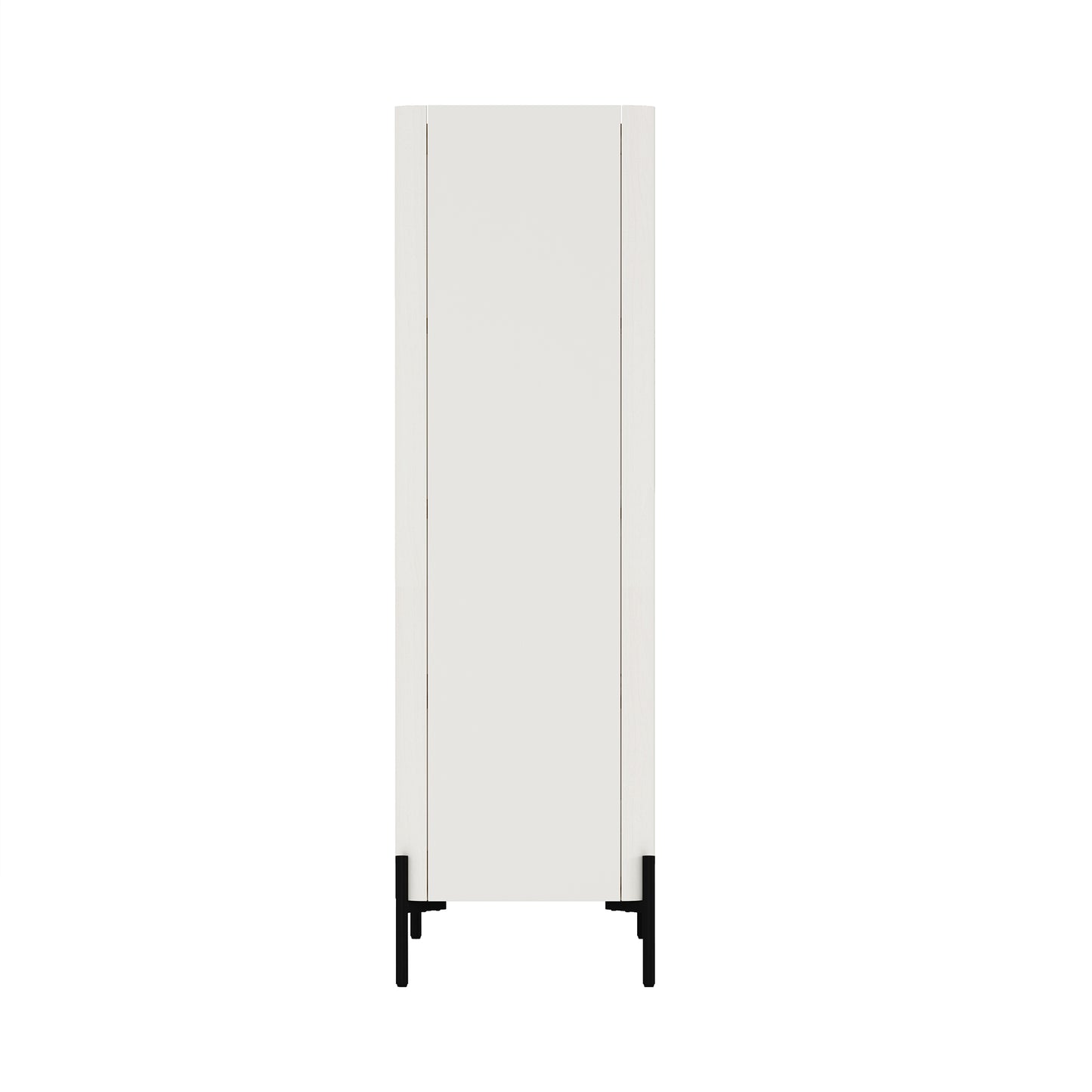 Abbey Modern 32" Tempered Glass Bookcase Cabinet in Maple and Off White (4-Shelf) BC002-OW