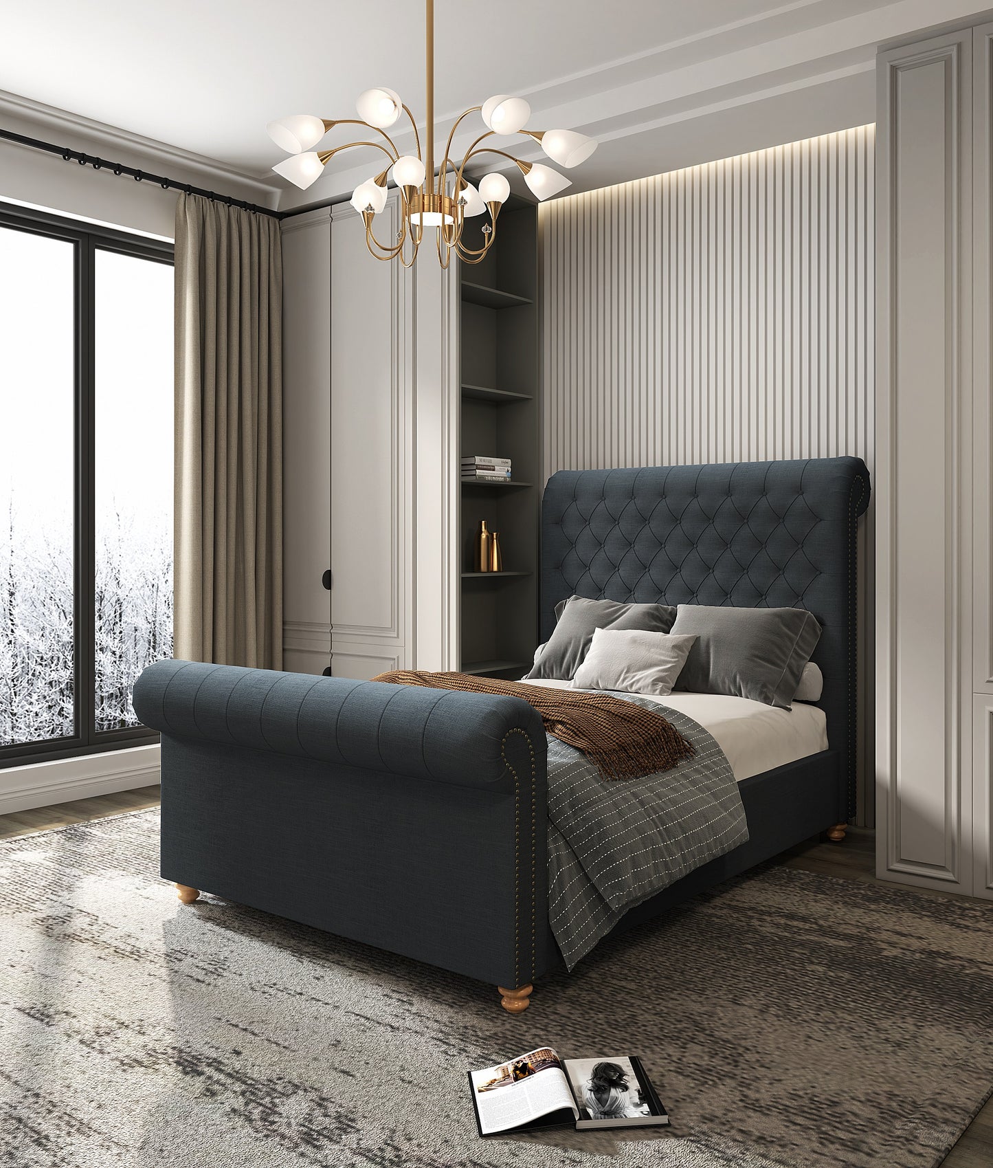 Manhattan Comfort Empire Full and Queen Bed