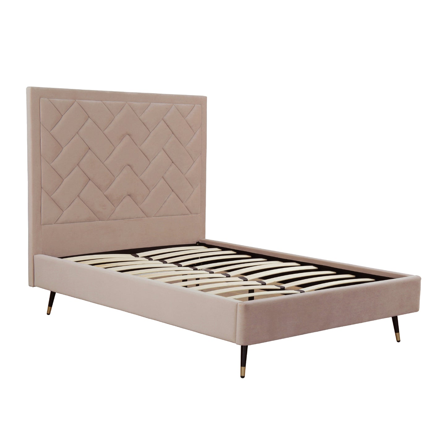Manhattan Comfort Crosby Modern Full- Size Upholstered Velvet Bedframe and Headboard in Nude BD009-FL-ND