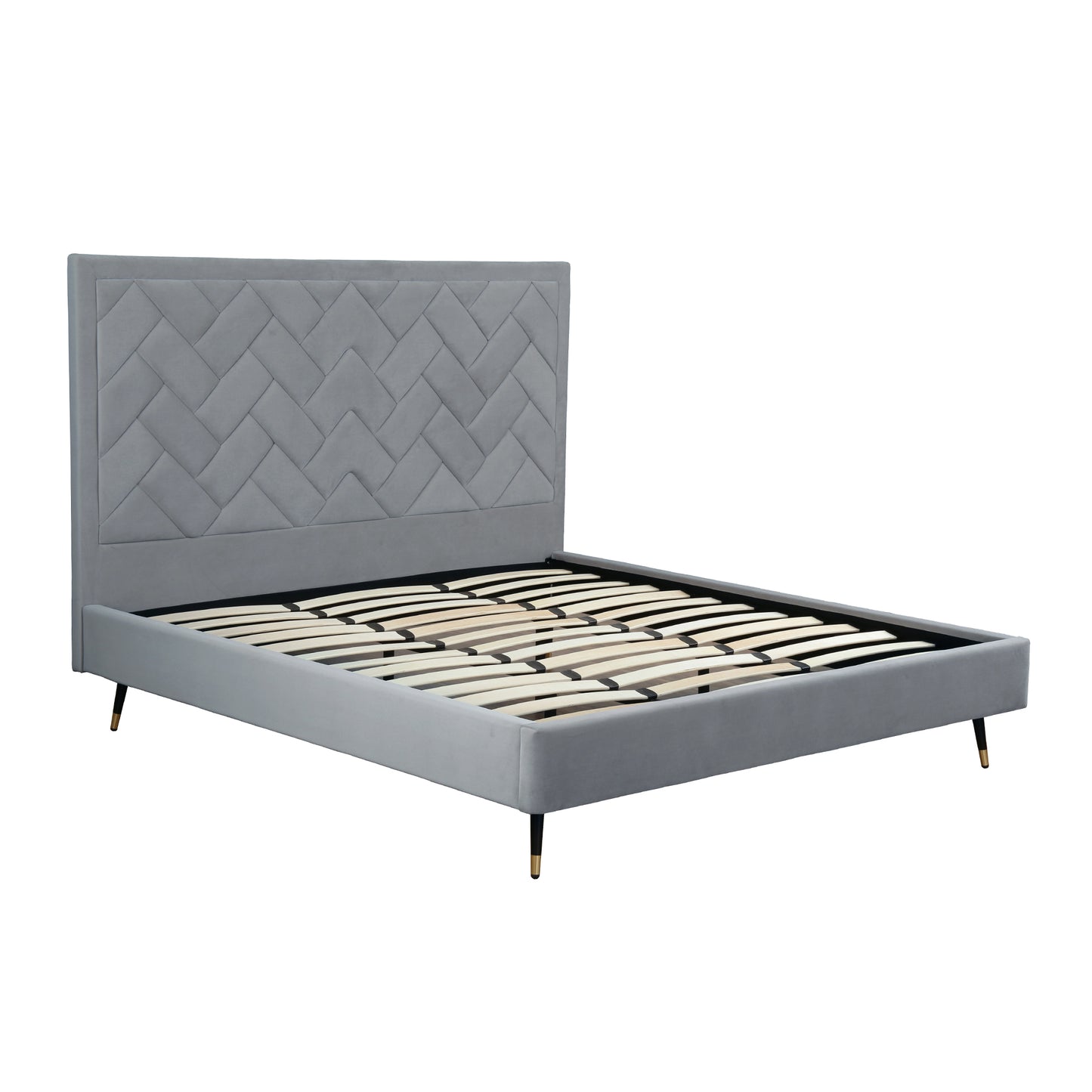 Crosby Modern Upholstered Velvet King Bed in Gray BD009-KG-GY