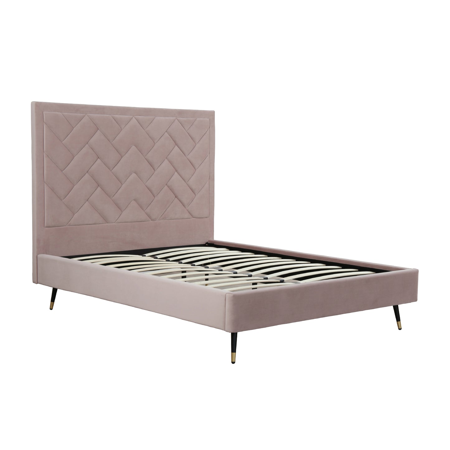 Manhattan Comfort Crosby Modern Queen-Size Upholstered Velvet Bedframe and Headboard in Blush BD009-QN-BH
