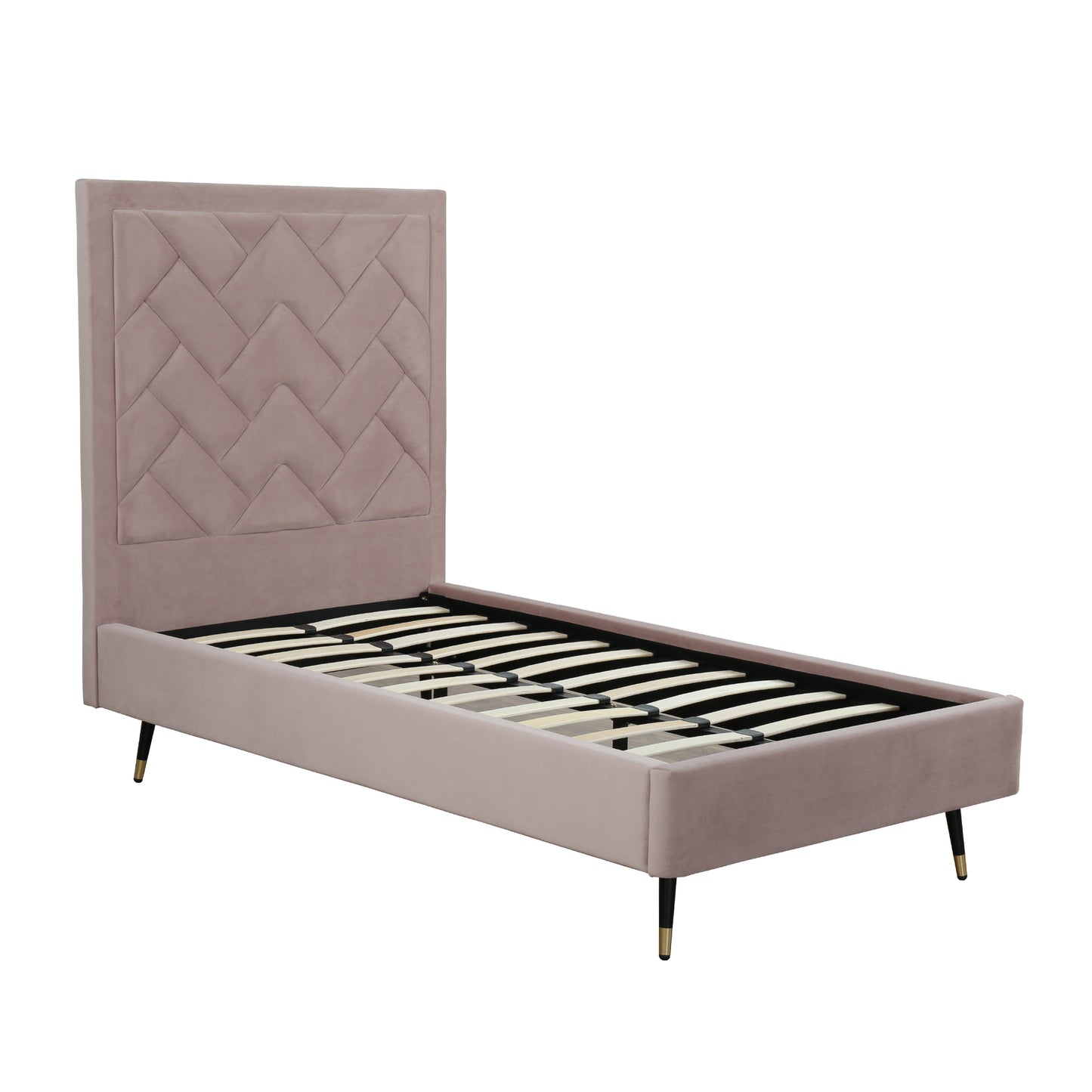 Manhattan Comfort Crosby Modern Twin-Size Upholstered Velvet Bedframe and Headboard in Blush BD009-TW-BH